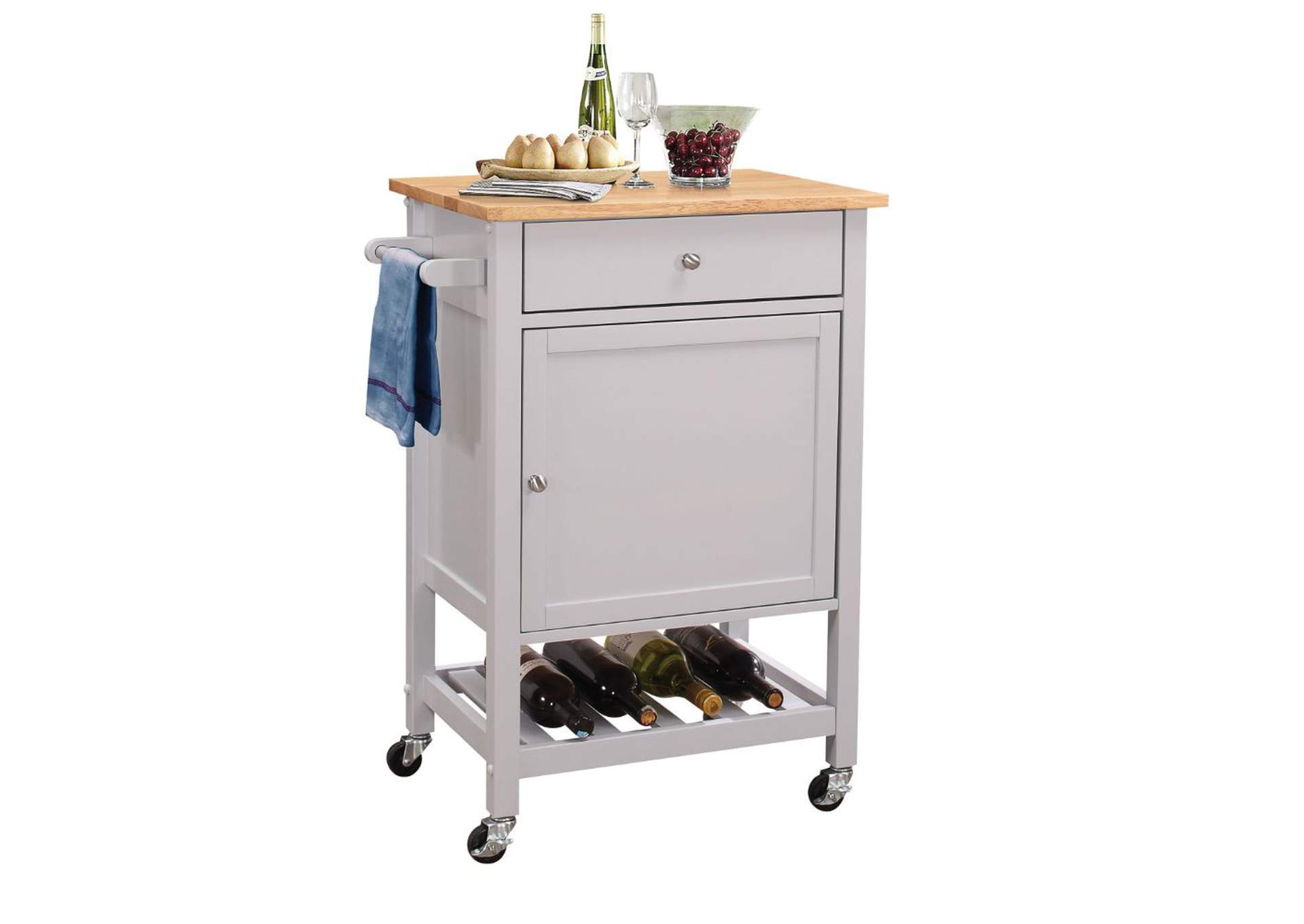 Hoogzen Kitchen Cart, Natural and Gray image 1