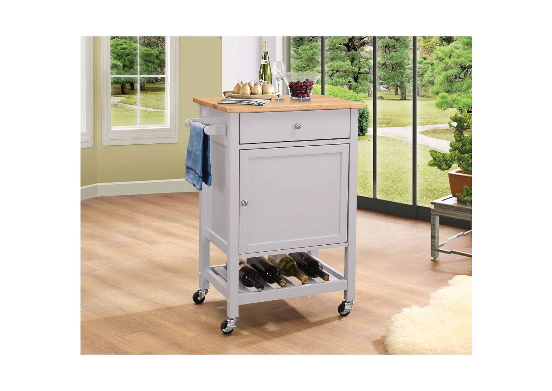 Hoogzen Kitchen Cart, Natural and Gray image 3