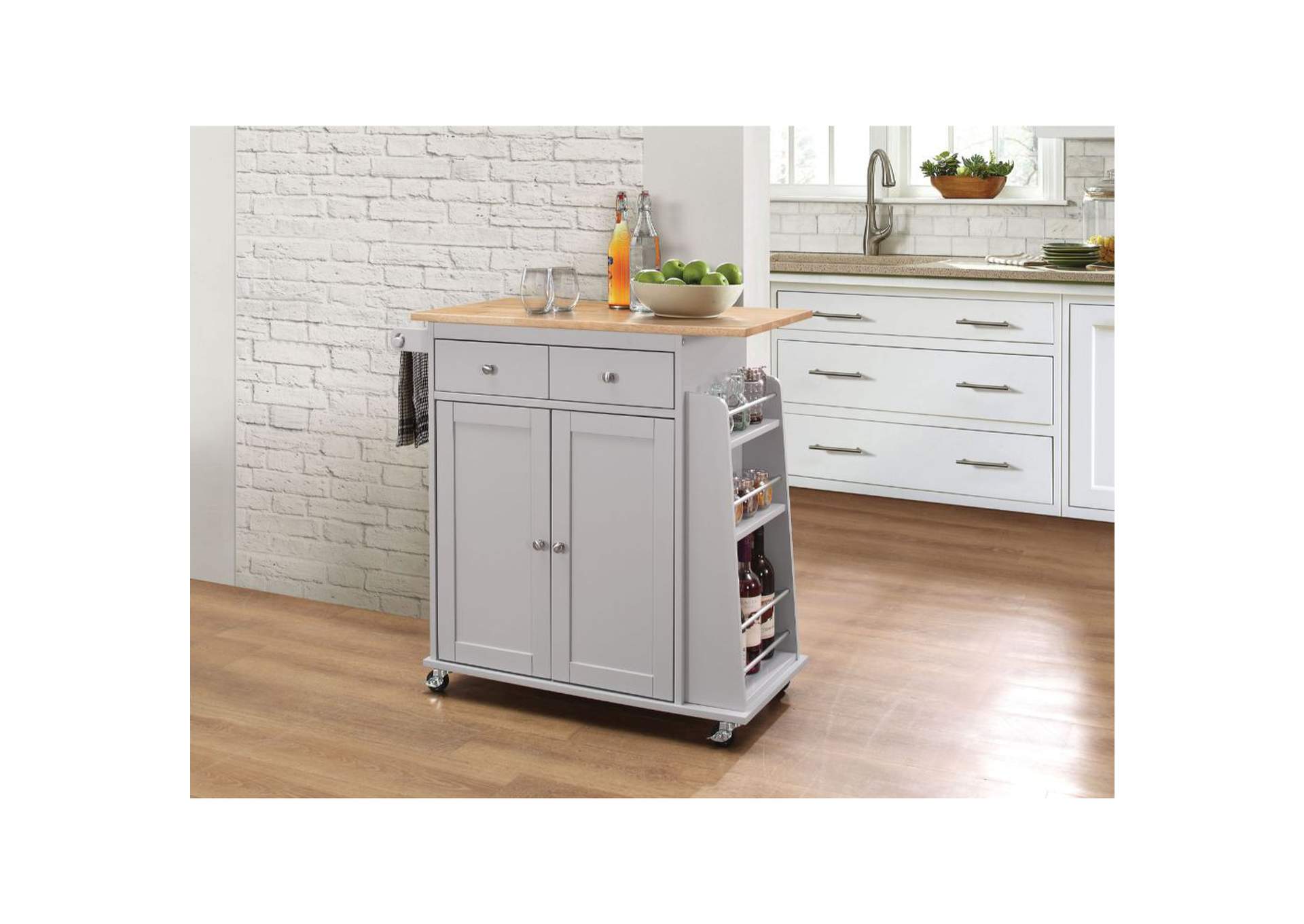 Tullarick Kitchen Cart, Natural and Gray image 3