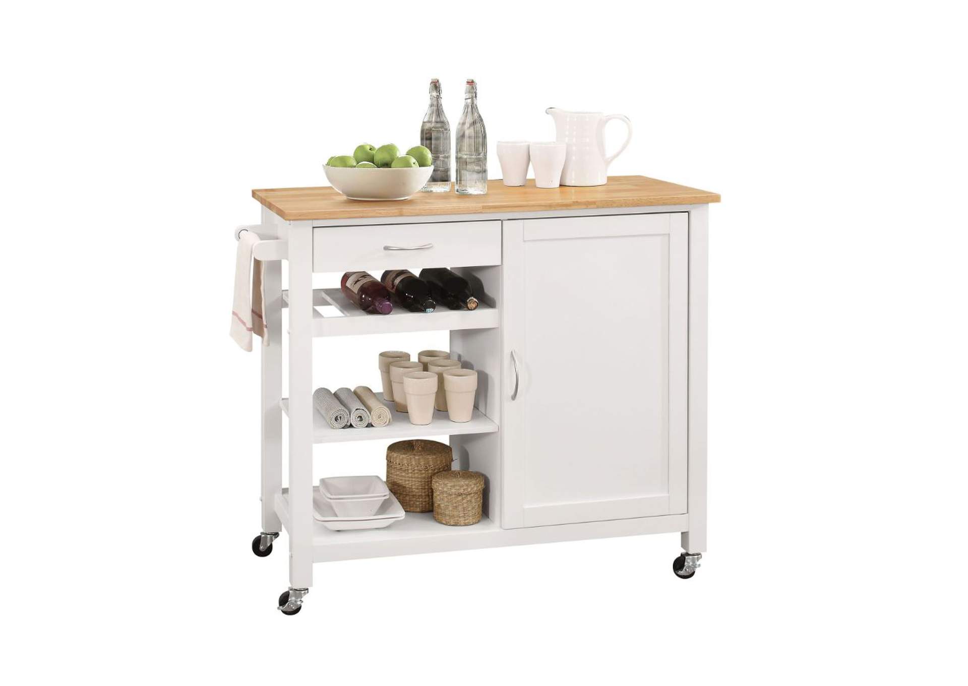 Ottawa Kitchen Cart, Natural and White image 1