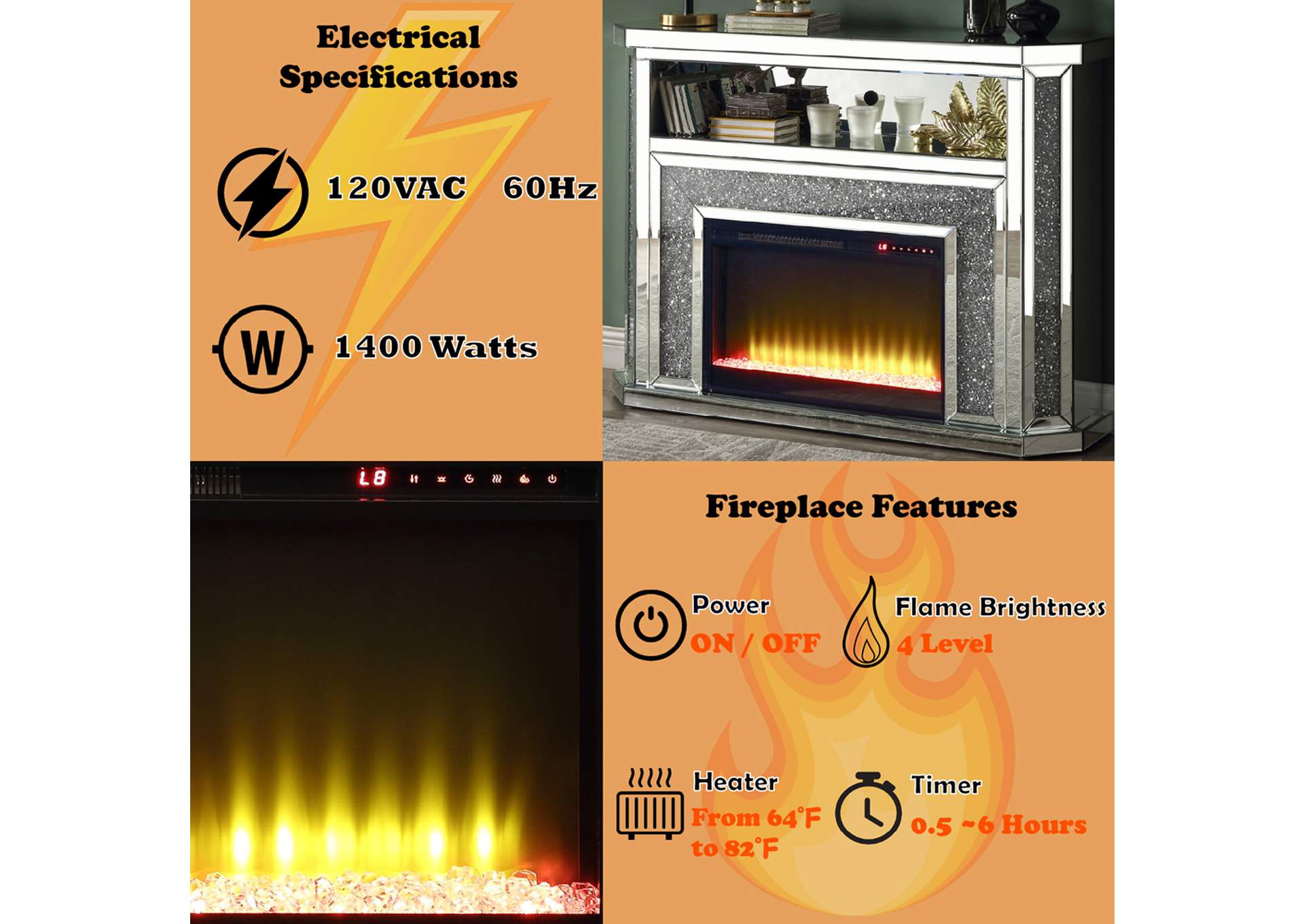 Noralie Fireplace with Led image 14