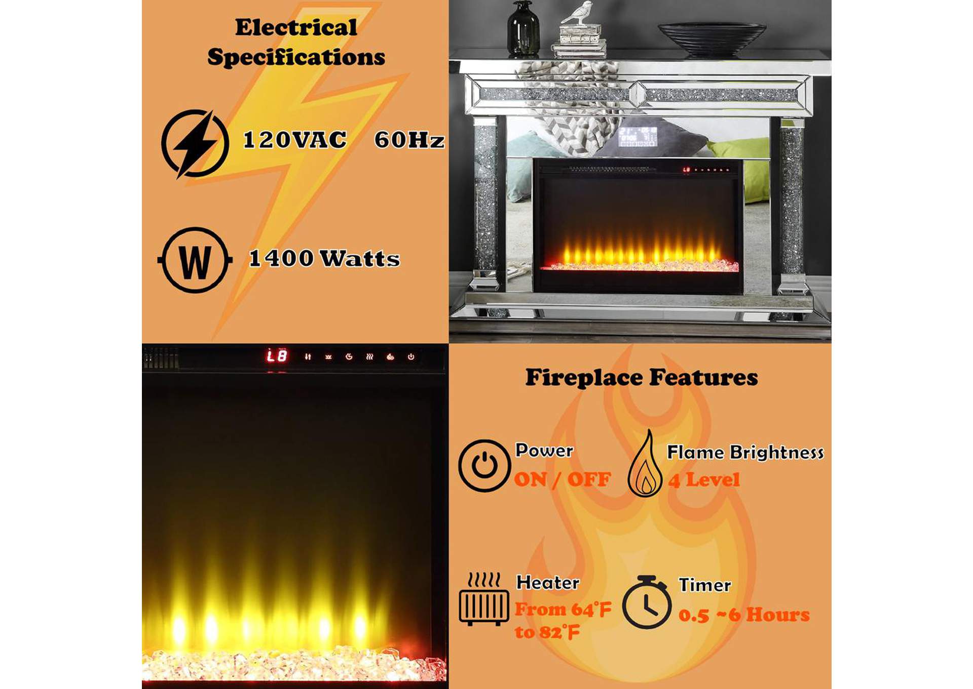 Noralie Fireplace with Bluetooth image 8