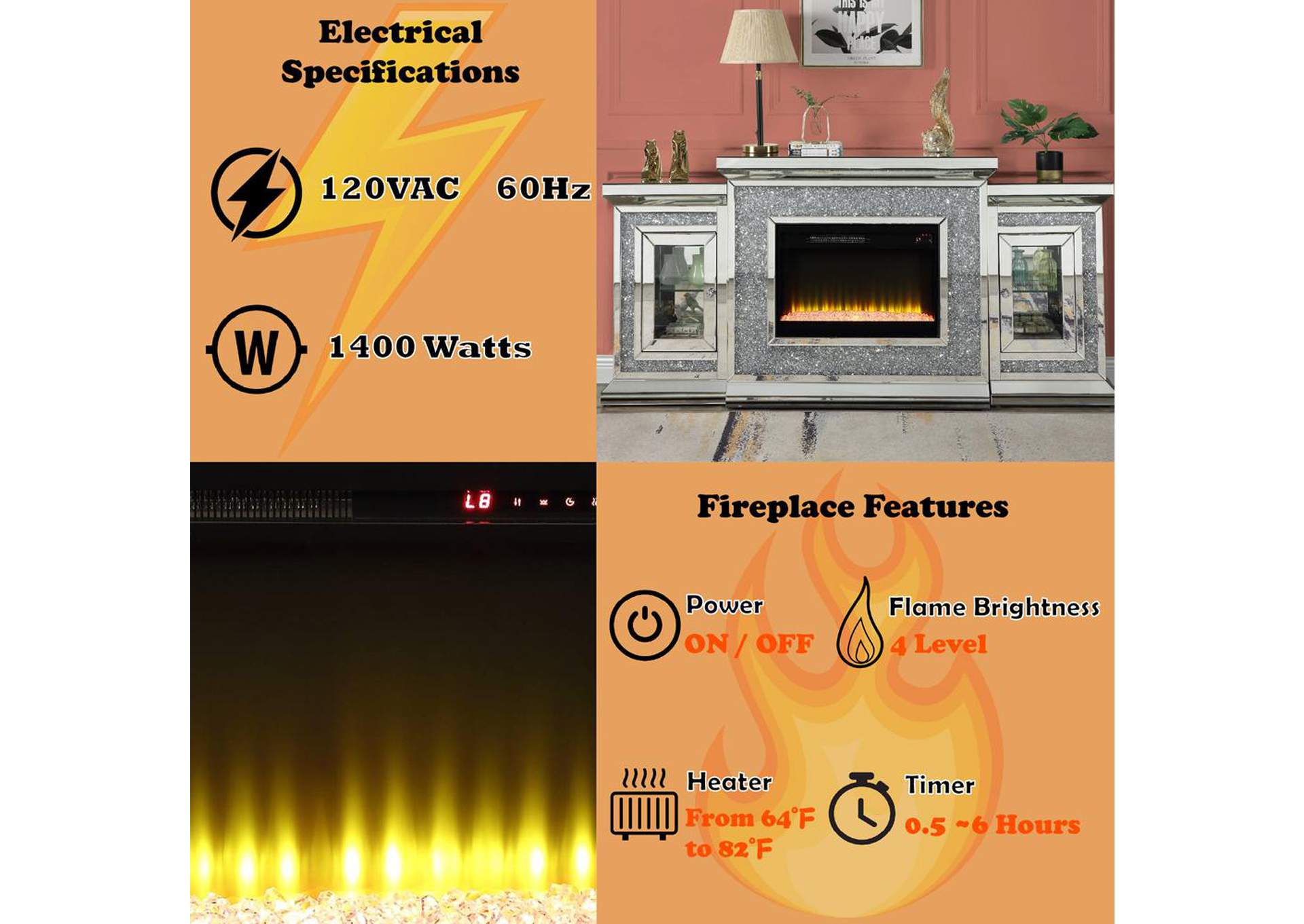 Noralie Fireplace with Led image 12