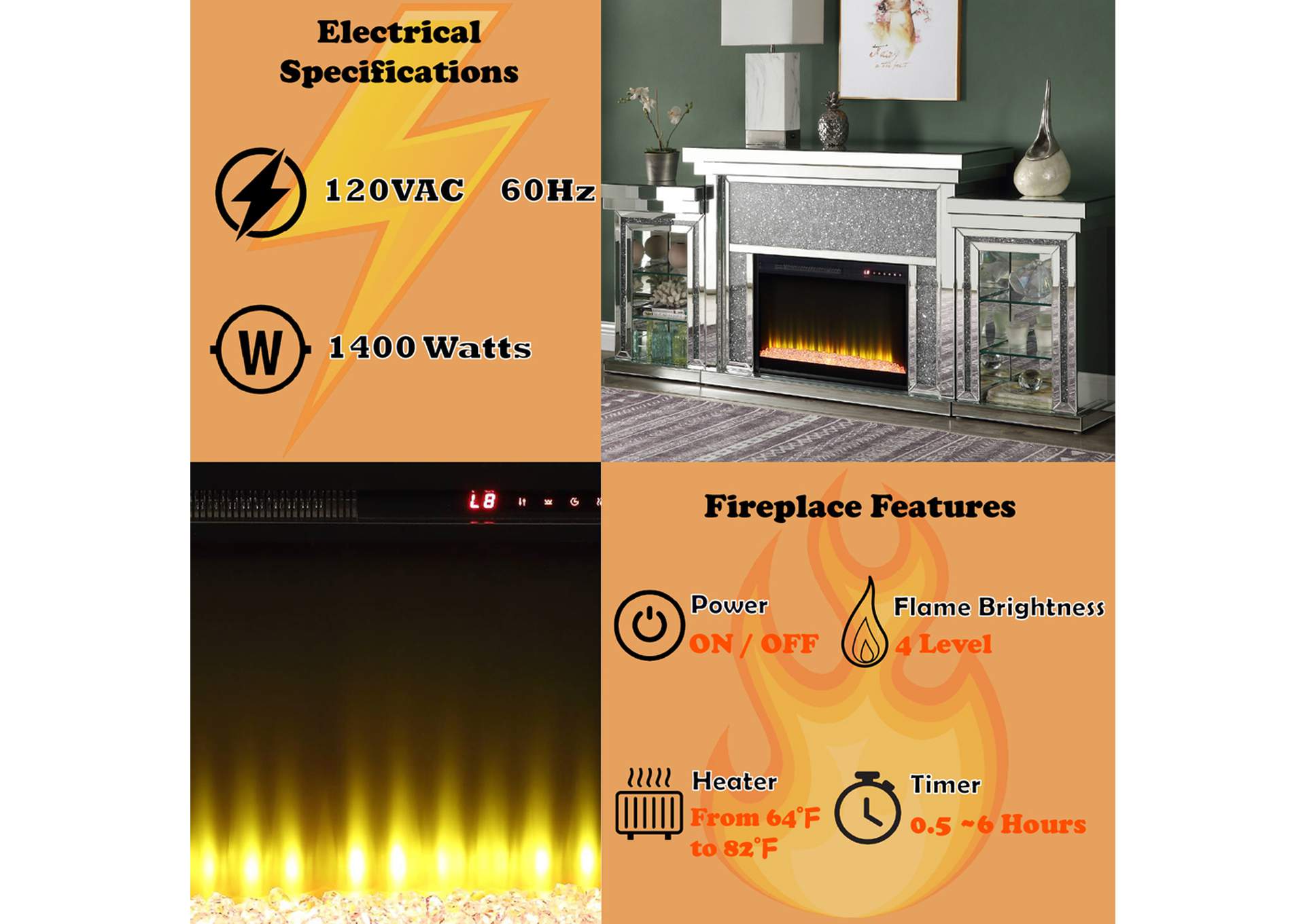 Noralie Fireplace with Led image 4