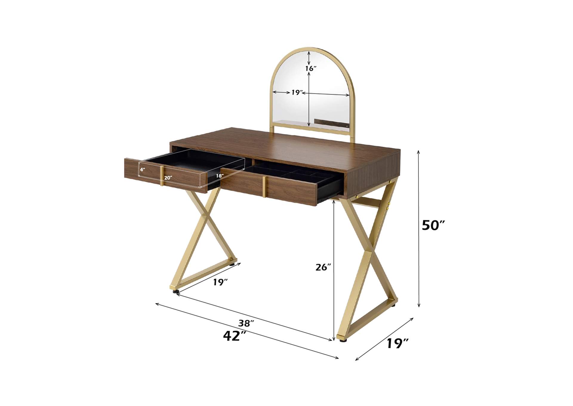 Coleen Vanity Desk with Mirror and Jewelry Tray image 8