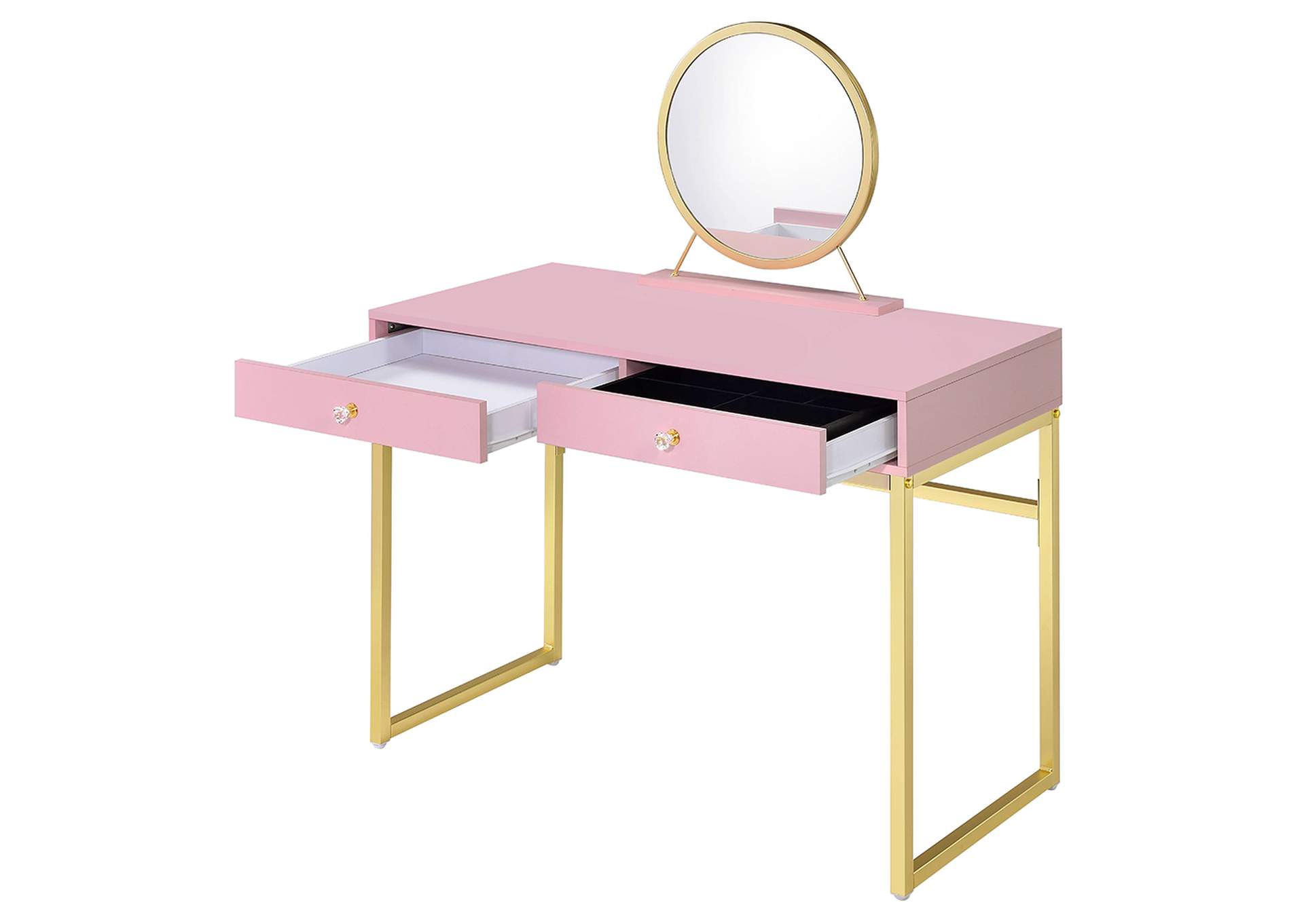 Coleen Vanity Desk with Mirror and Jewelry Tray