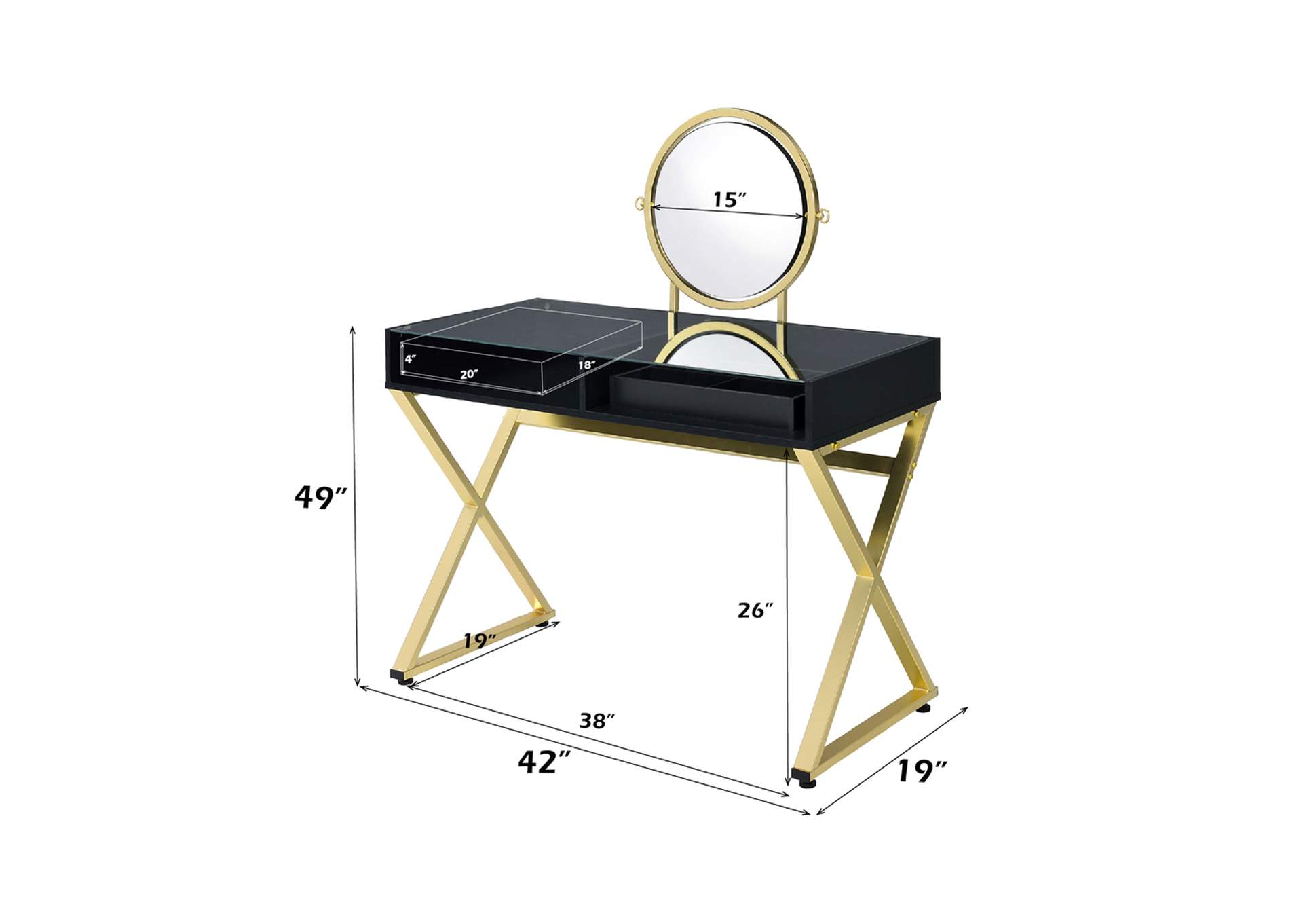 Coleen Vanity Desk with Mirror and Jewelry Tray image 7