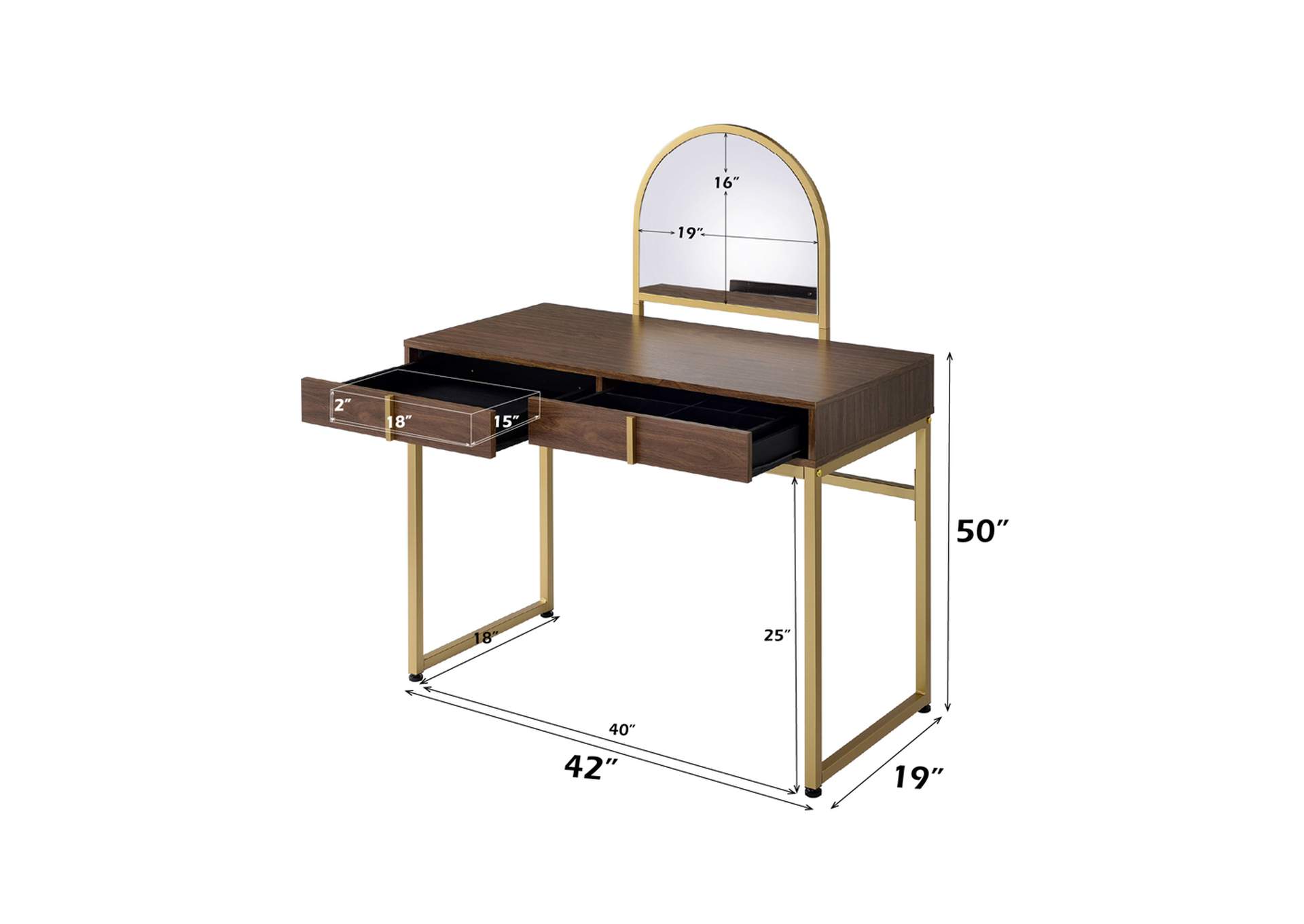 Coleen Vanity Desk with Mirror and Jewelry Tray image 7