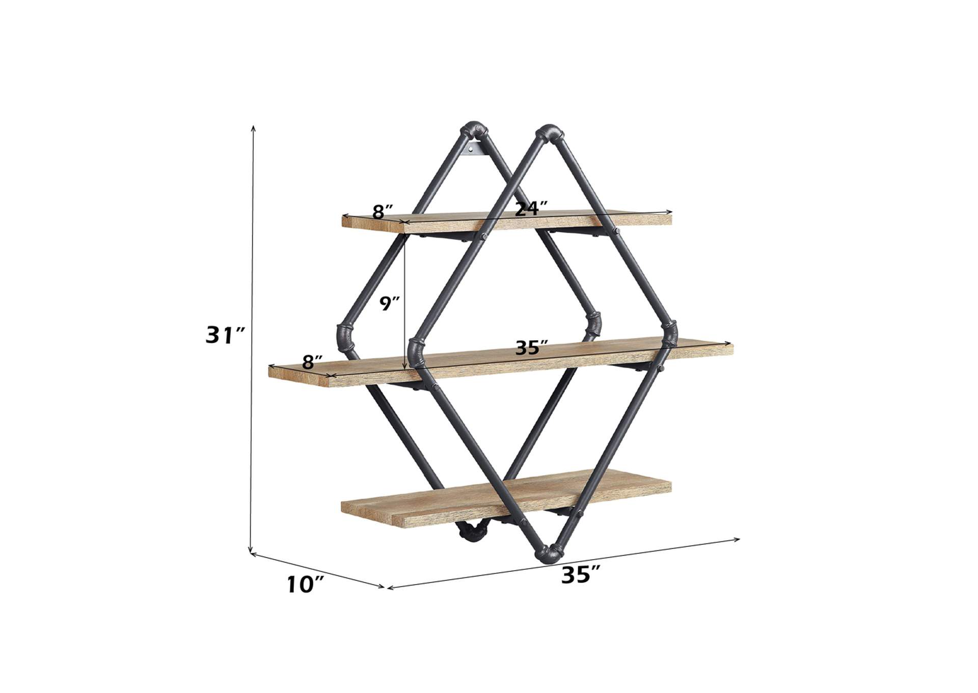 Brantley Wall Rack with 3 Shelves image 6