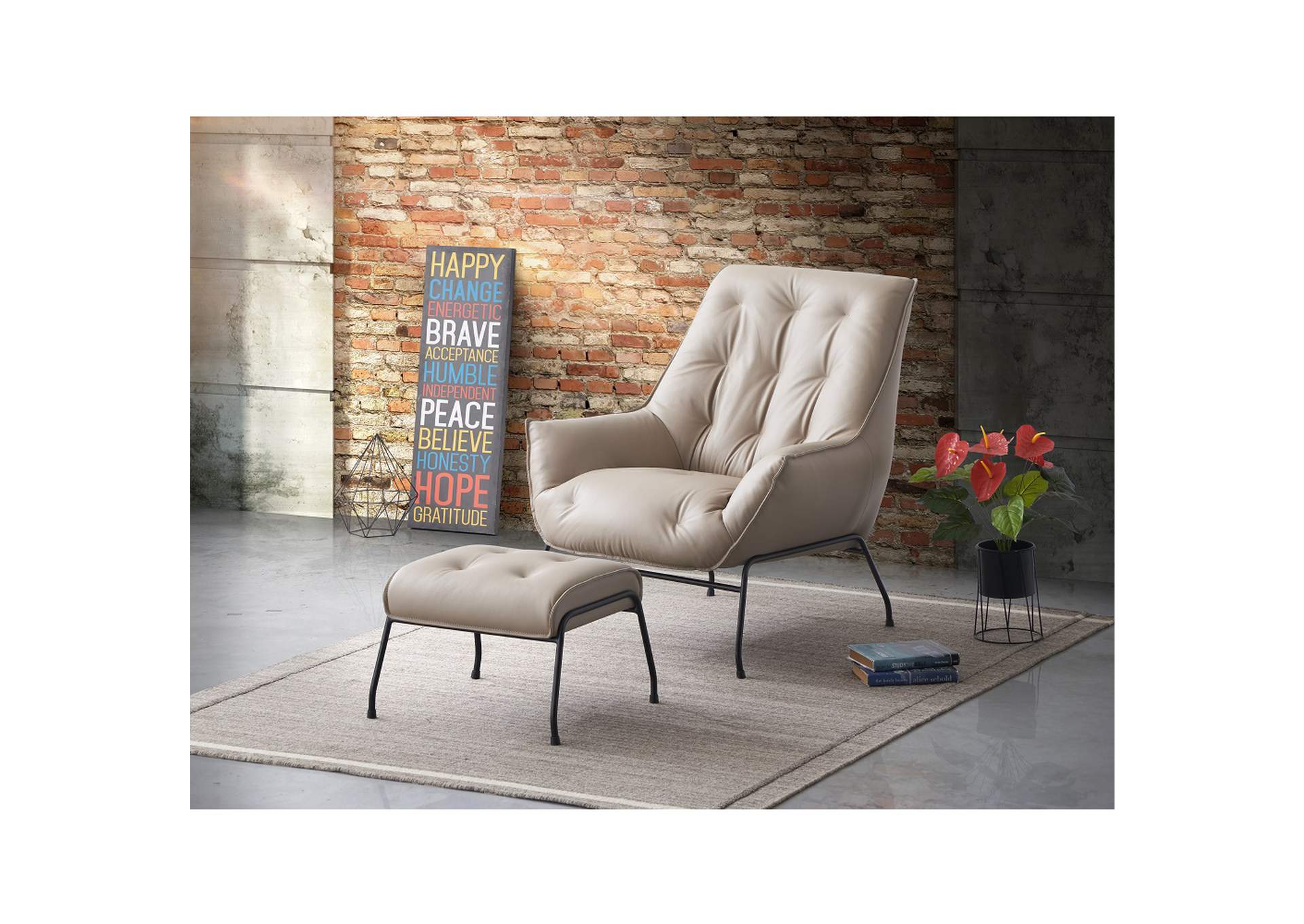 Zusa Accent Chair and Ottoman image 1