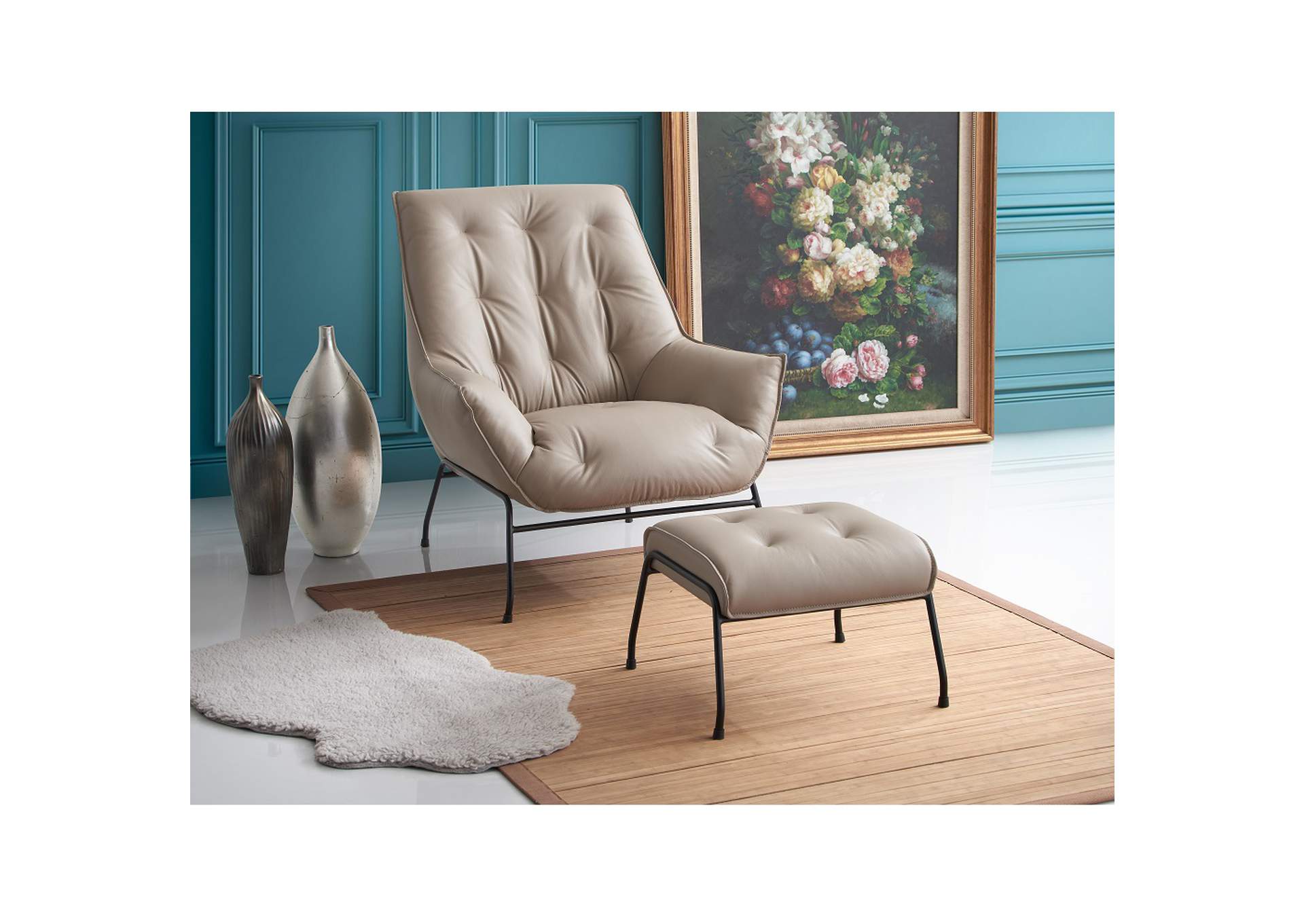 Zusa Accent Chair and Ottoman image 9