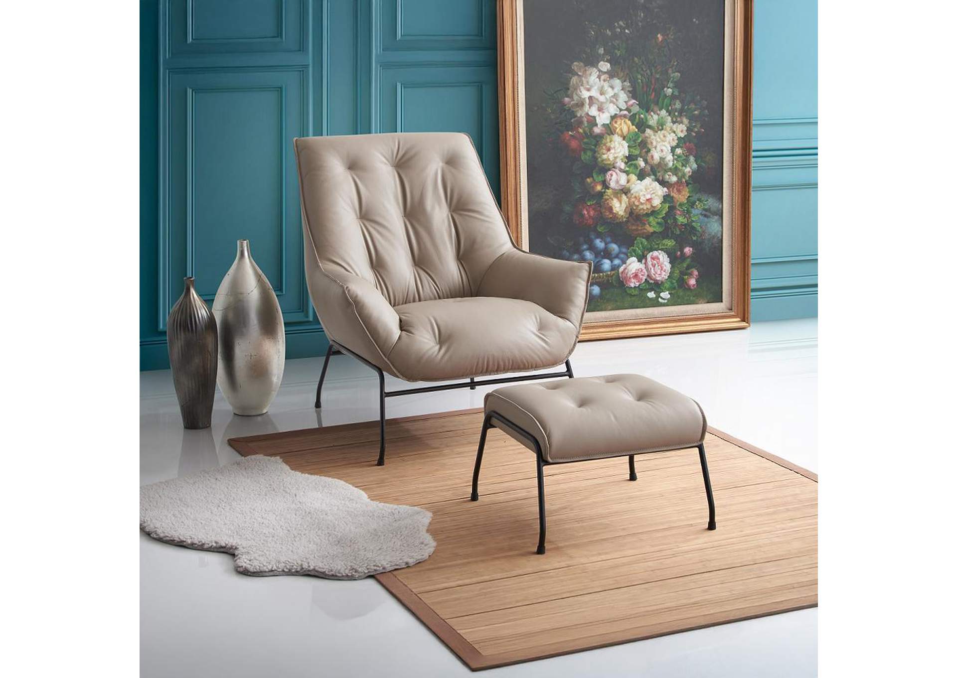 Zusa Accent Chair and Ottoman image 9