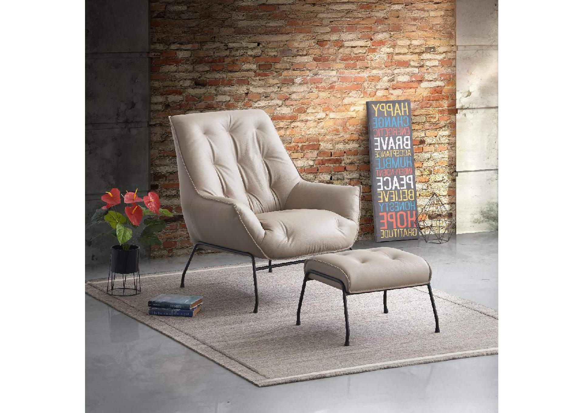 Zusa Accent Chair and Ottoman image 1