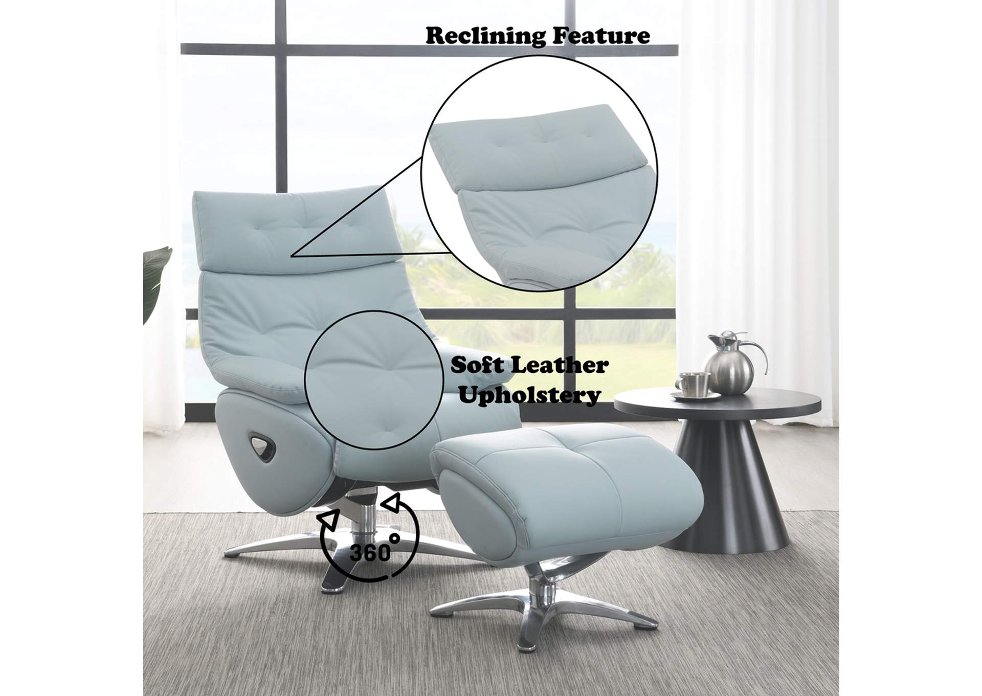 Janella Motion Accent Chair with Swivel and Ottoman