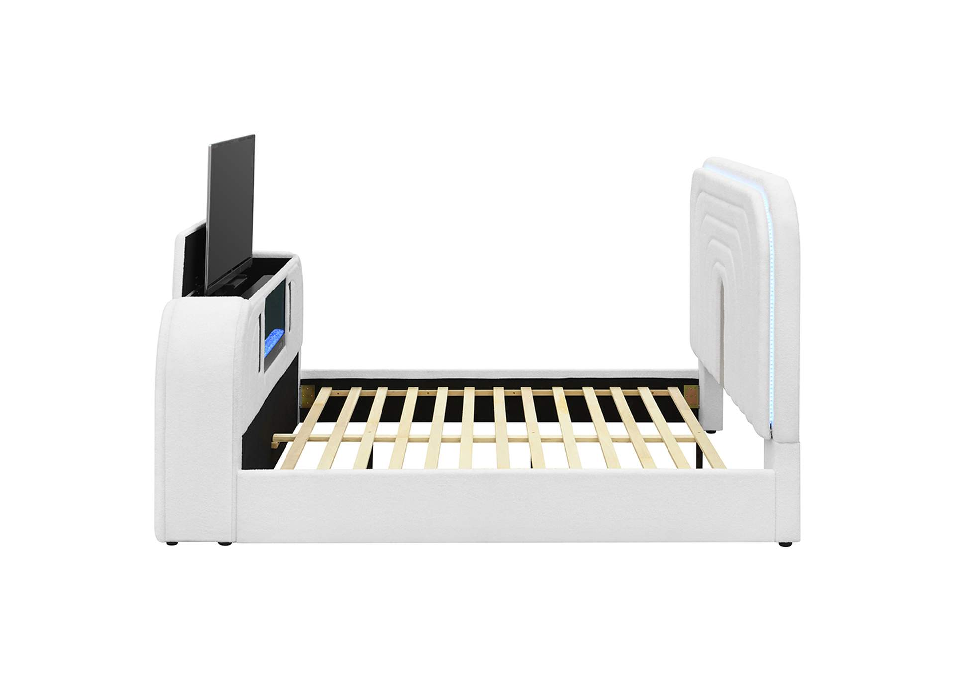 Shelyn Ek Bed with Led, TV Cabinet, Fireplace and Bluetooth image 4