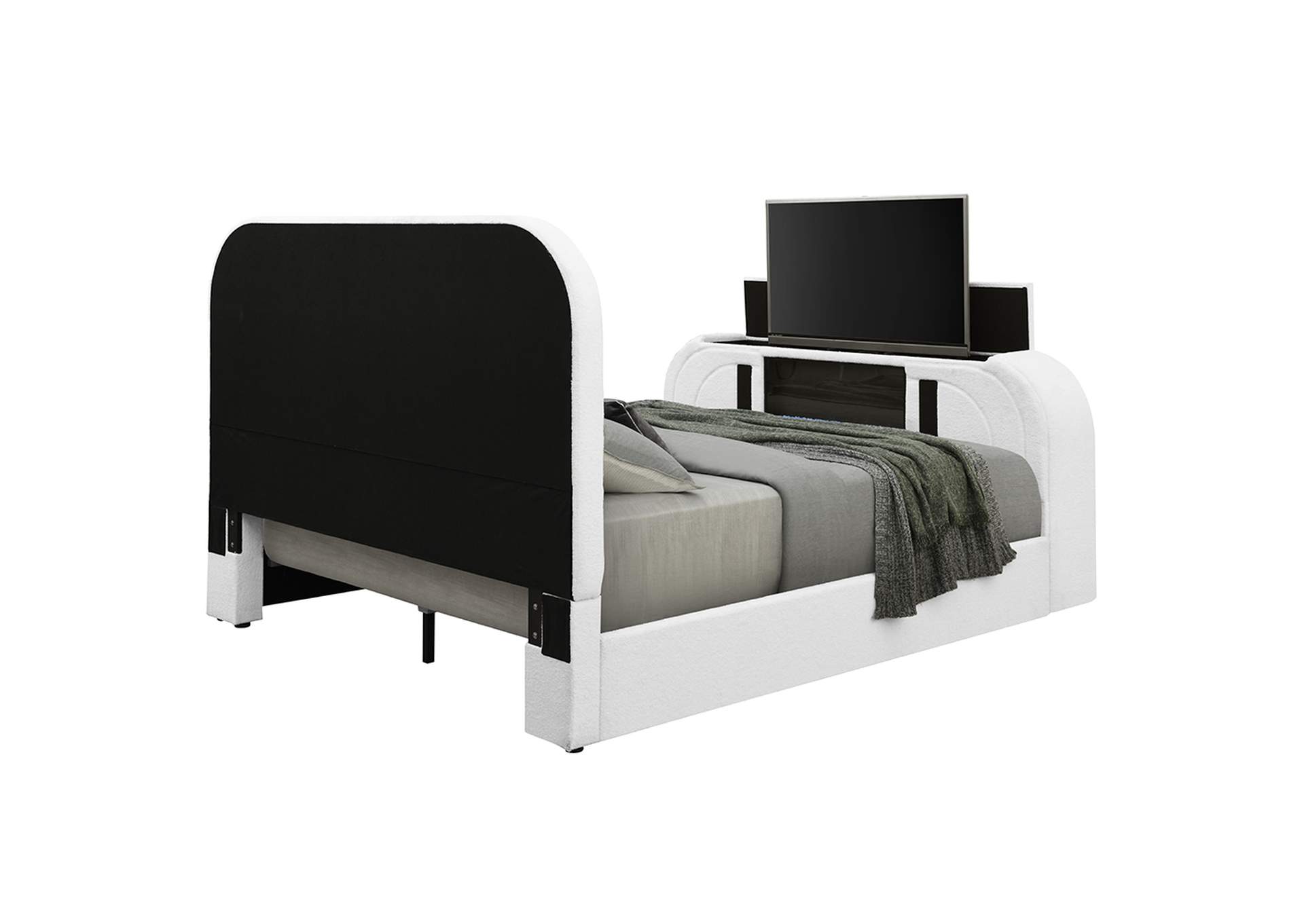 Shelyn Ek Bed with Led, TV Cabinet, Fireplace and Bluetooth image 5
