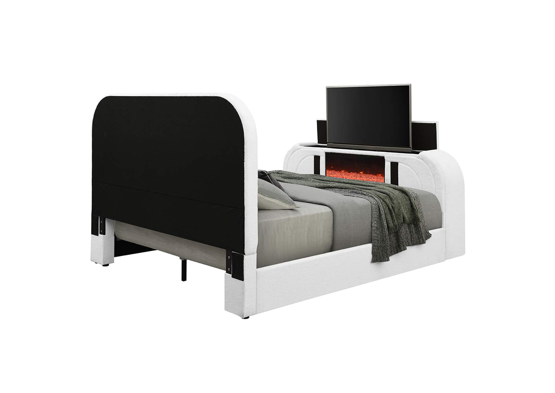 Shelyn Ek Bed with Led, TV Cabinet, Fireplace and Bluetooth image 6