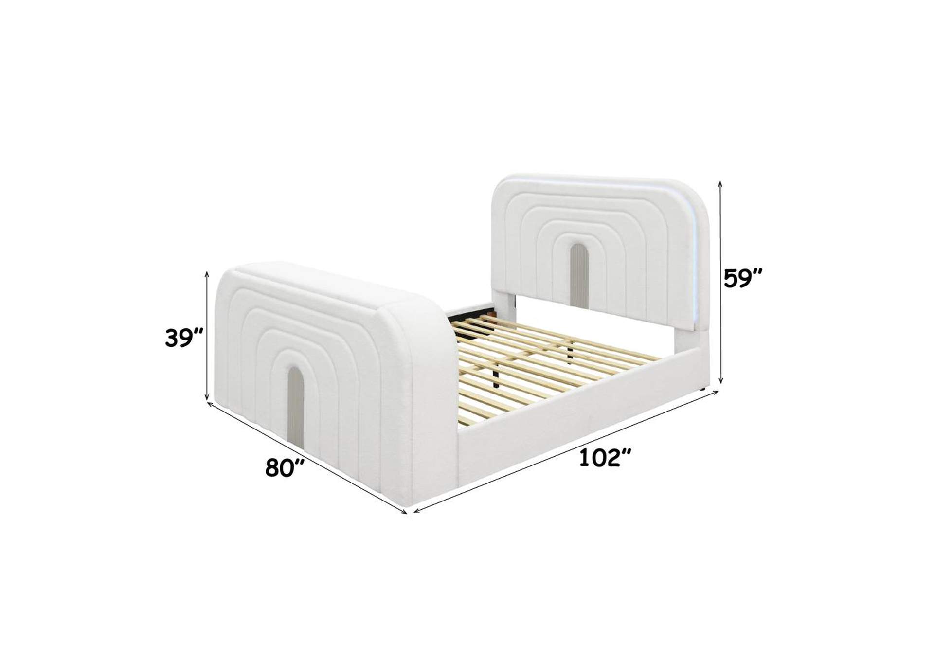 Shelyn Ek Bed with Led, TV Cabinet, Fireplace and Bluetooth image 12