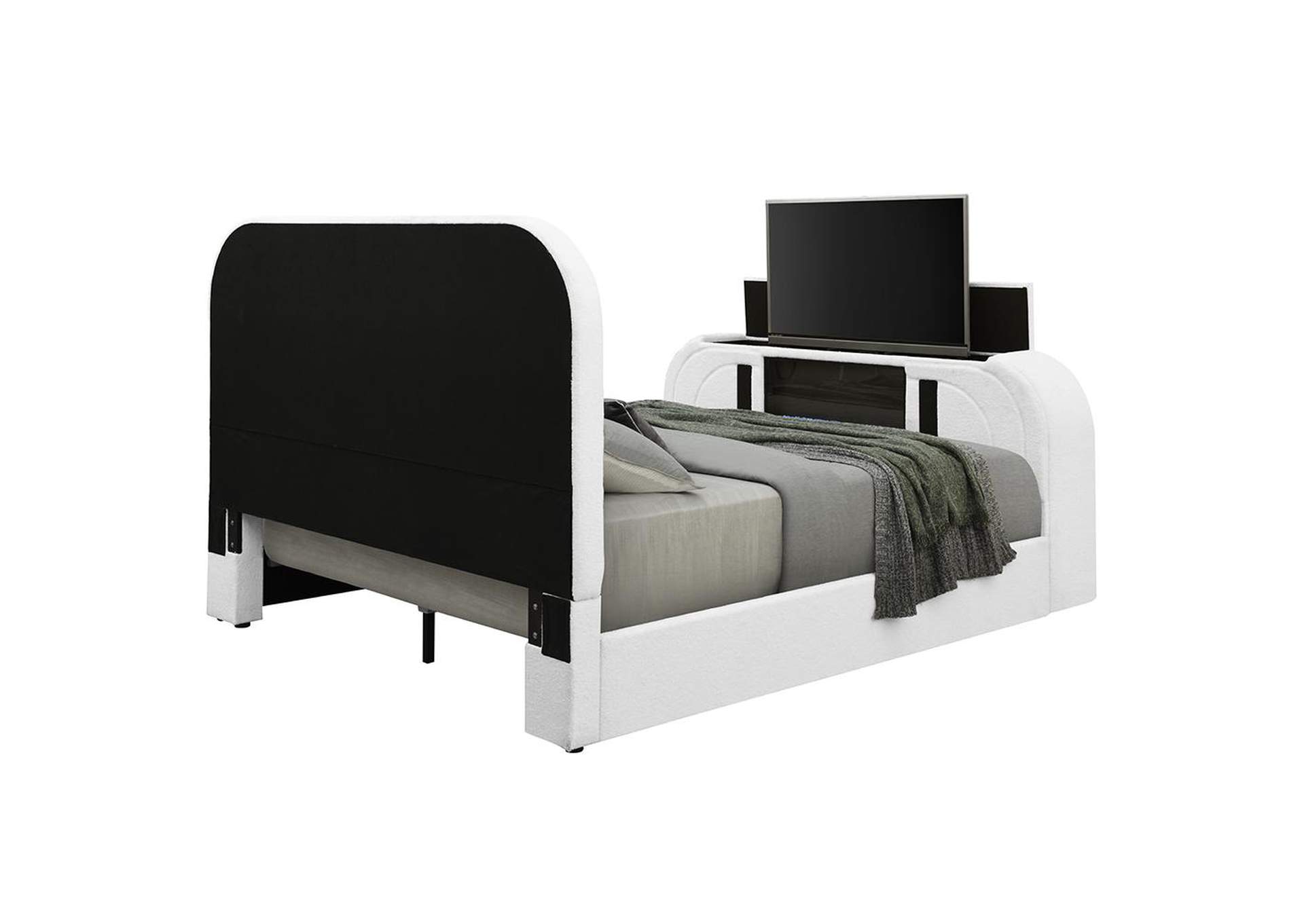 Shelyn Queen Bed with Led, TV Cabinet, Fireplace and Bluetooth image 5