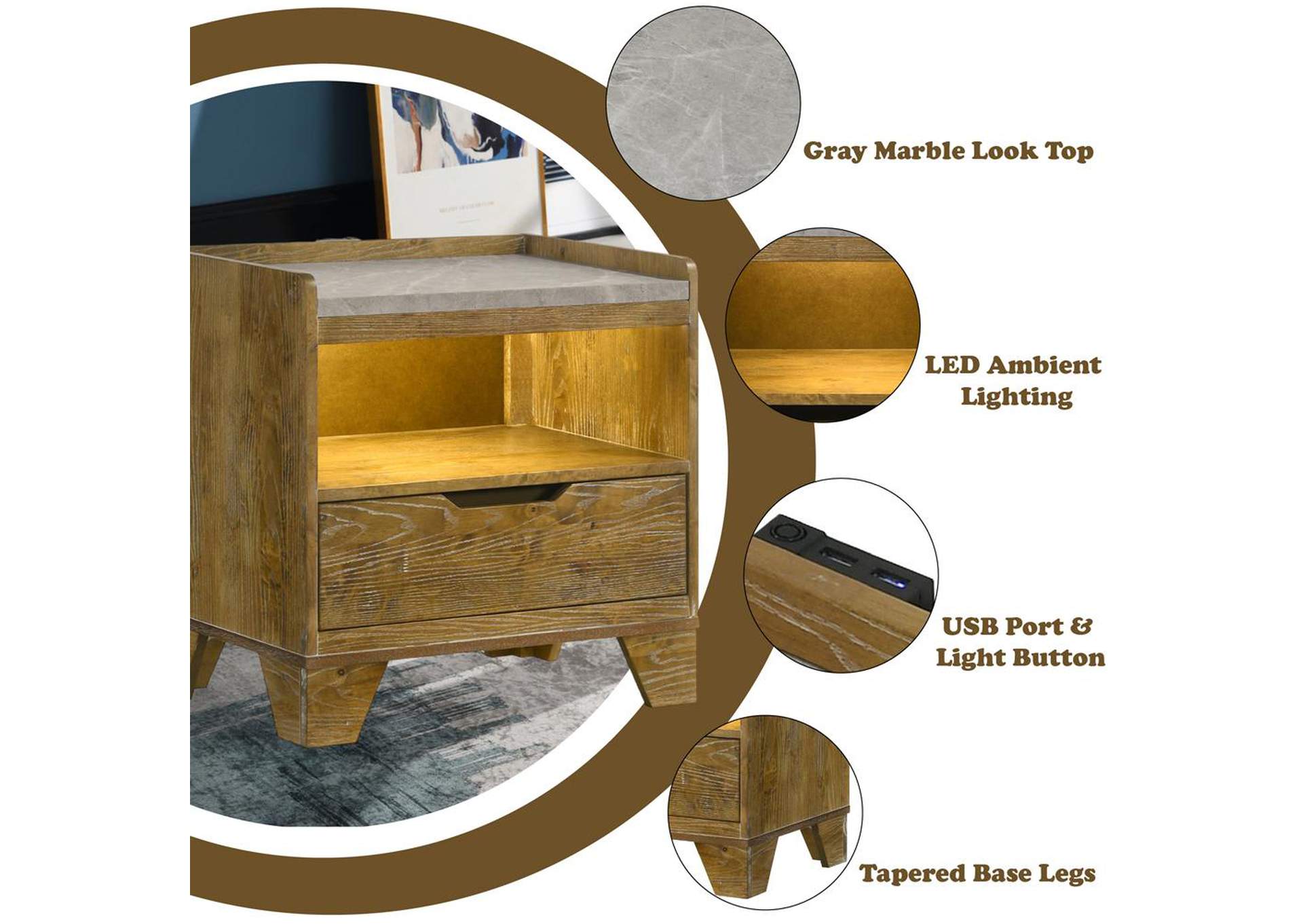 Garcia Nightstand with Led image 11