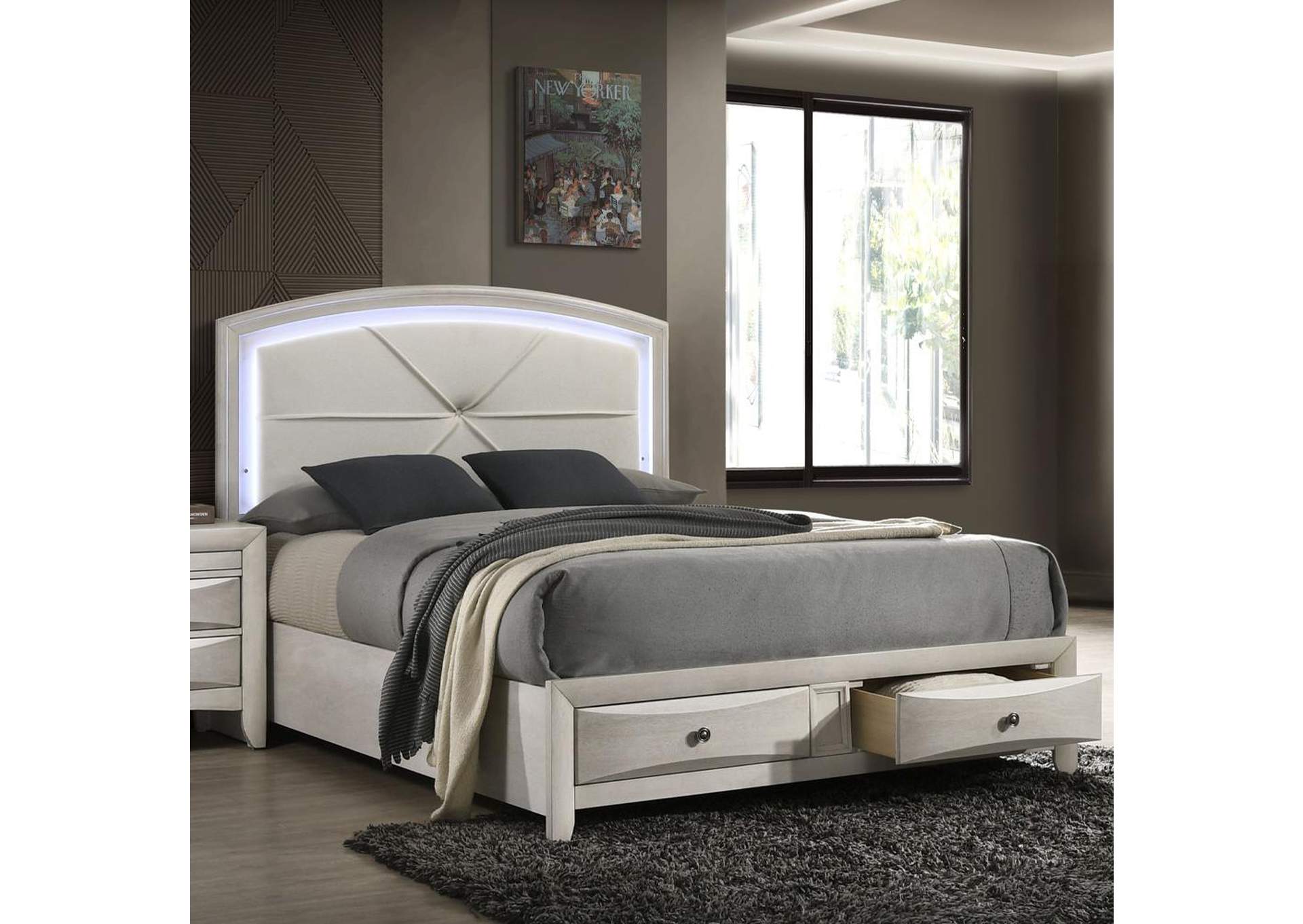 Ramondi Queen Bed with Storage and Led image 1