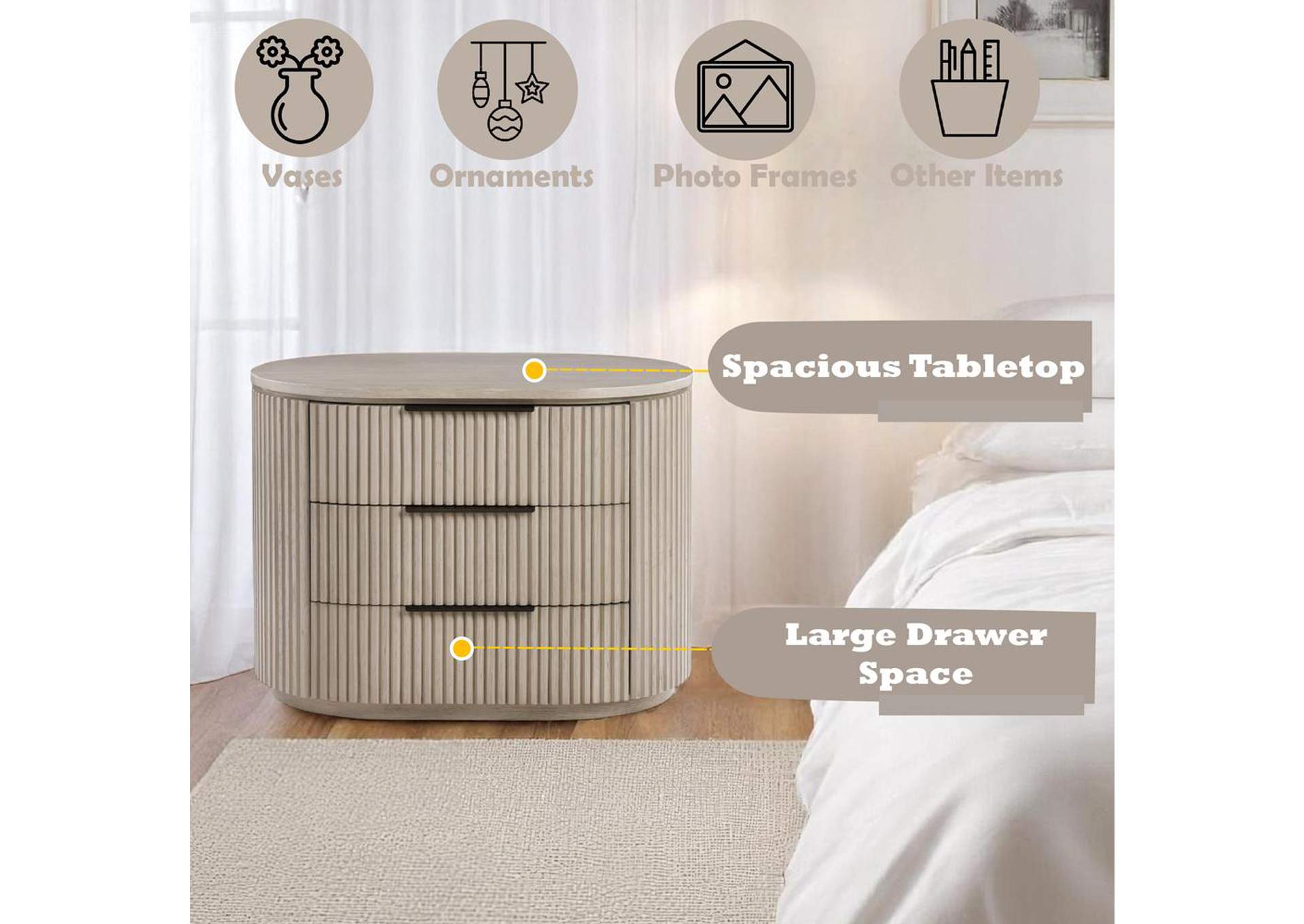 Leanna Nightstand with USB Port image 12