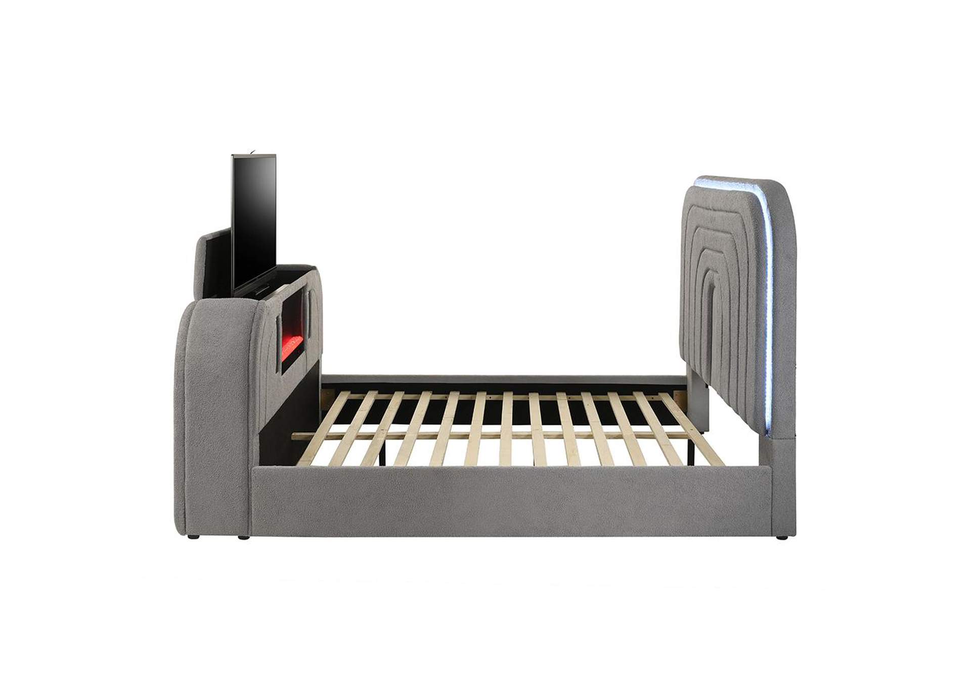 Shelyn Ek Bed with Led, TV Stand, Fireplace and Bluetooth image 5