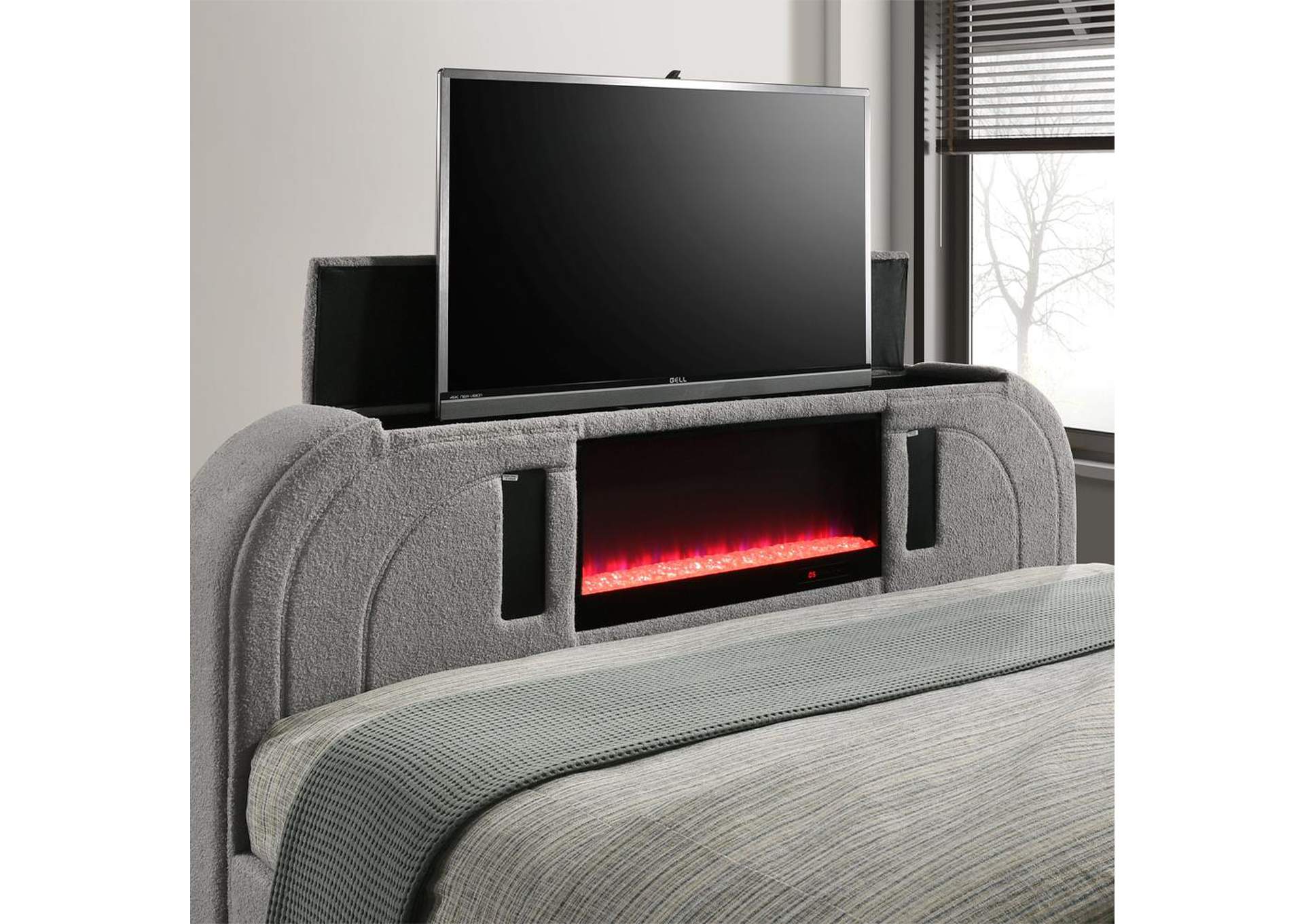 Shelyn Ek Bed with Led, TV Stand, Fireplace and Bluetooth image 6