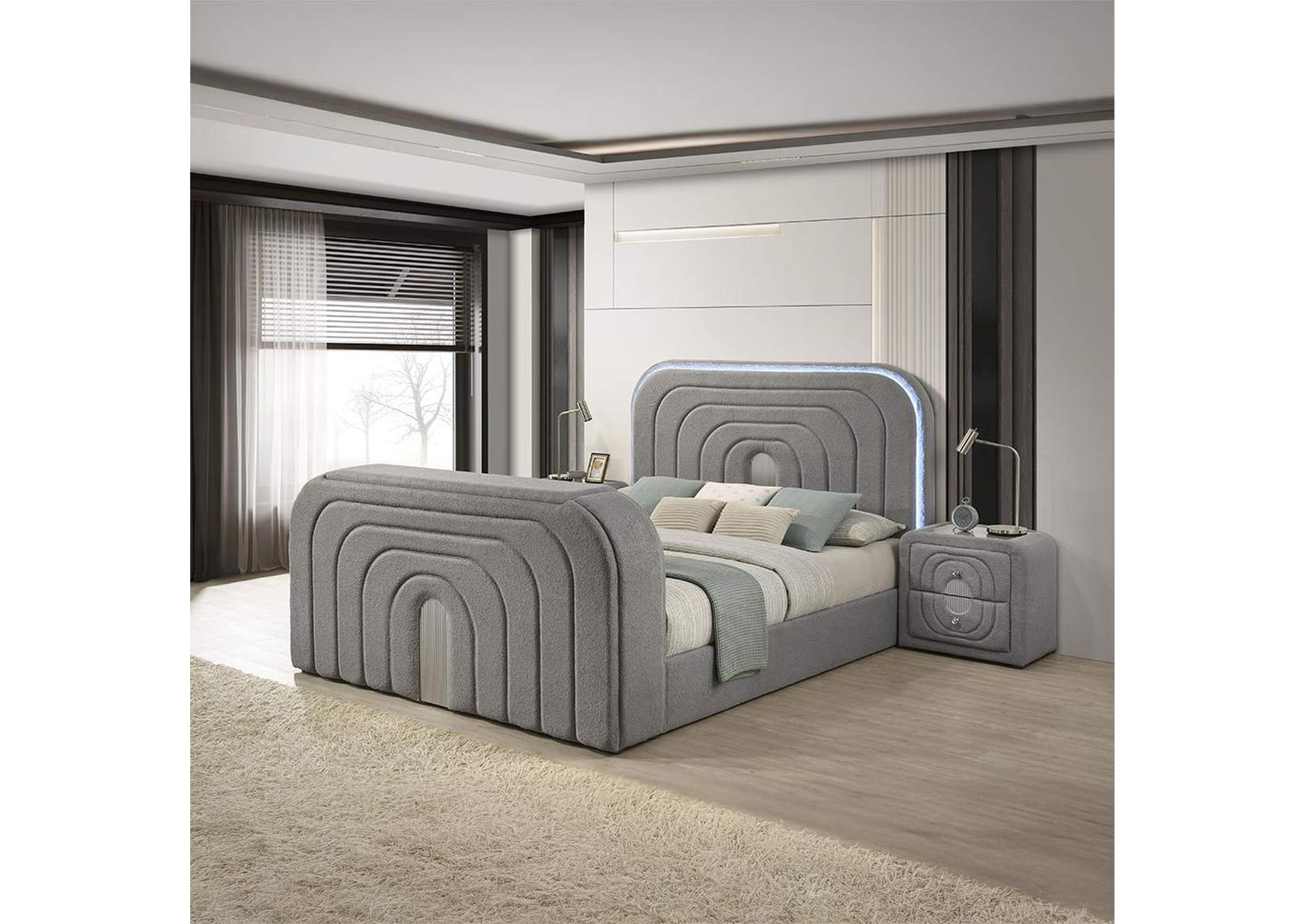 Shelyn Ek Bed with Led, TV Stand, Fireplace and Bluetooth image 7