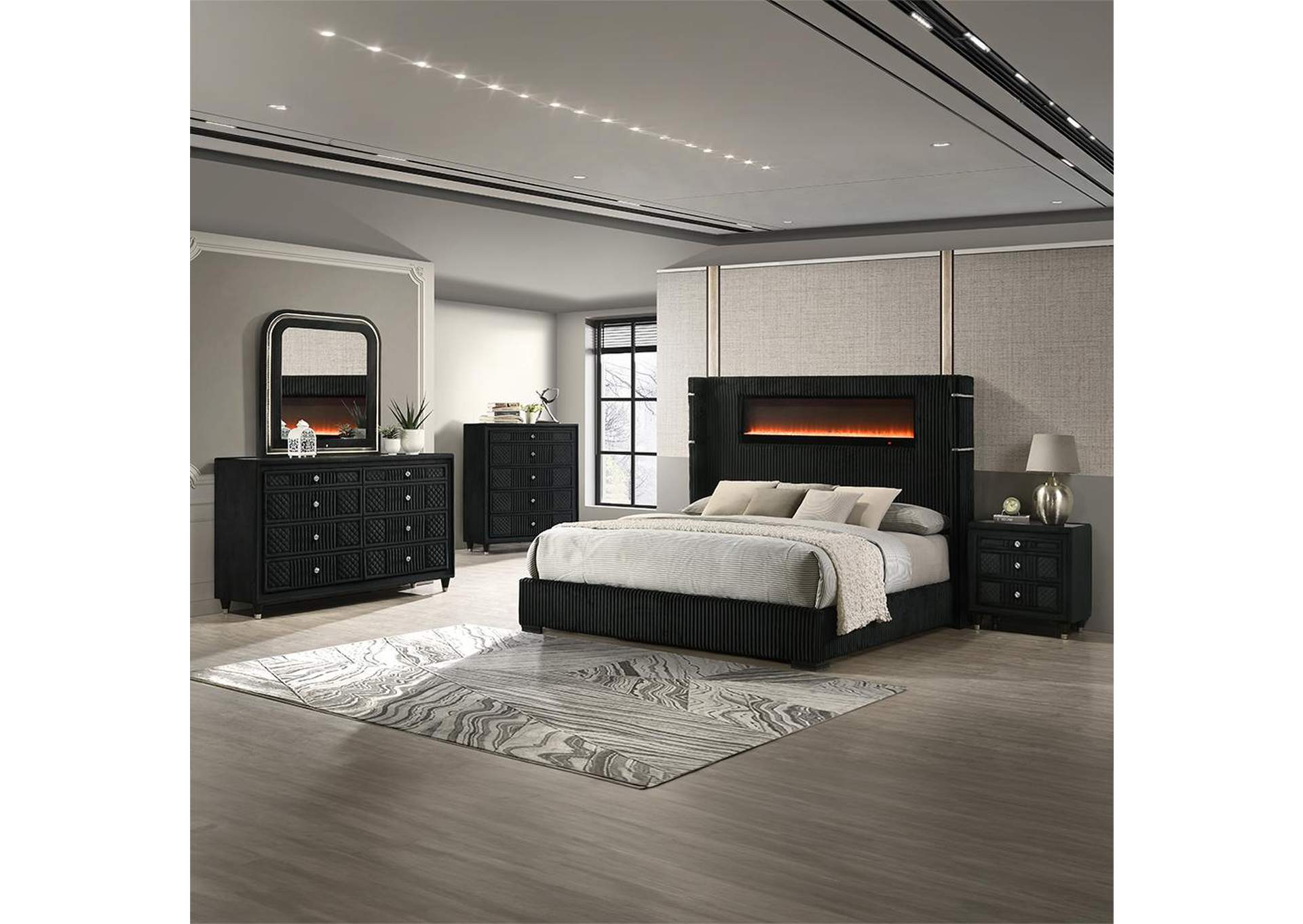 Garner Ek Bed with Fireplace, Led, Reading Light, Speaker, Bluetooth and USB image 3