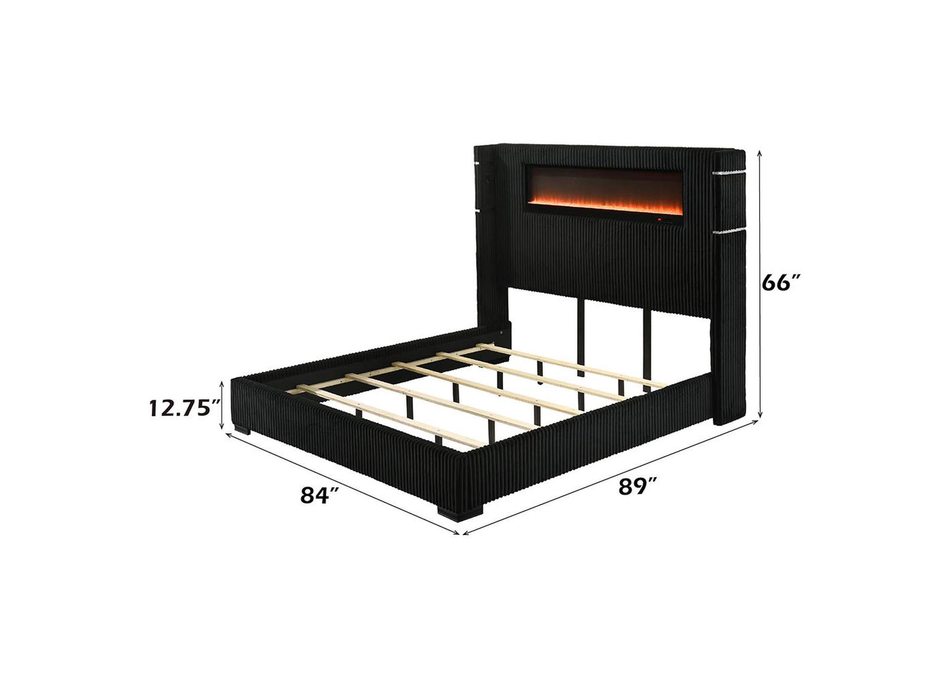 Garner Ek Bed with Fireplace, Led, Reading Light, Speaker, Bluetooth and USB image 9