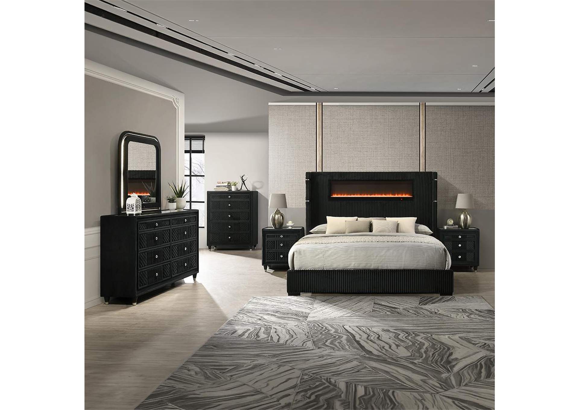 Garner Ek Bed with Fireplace, Led, Reading Light, Speaker, Bluetooth and USB image 11