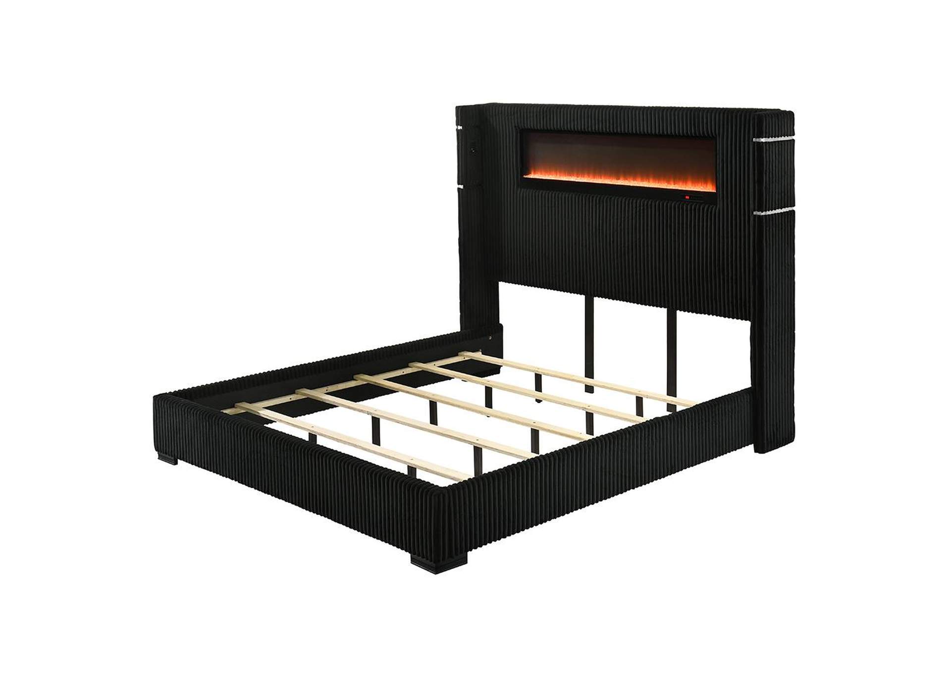 Garner Queen Bed with Fireplace, Led, Reading Light, Speaker, Bluetooth and USB image 4