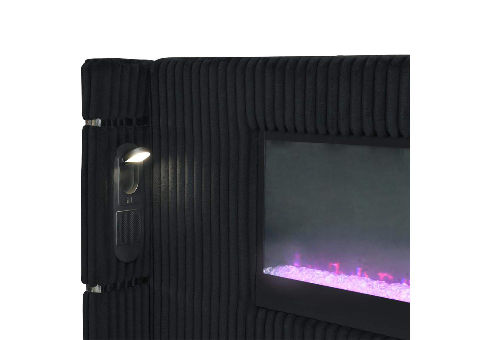 Garner Queen Bed with Fireplace, Led, Reading Light, Speaker, Bluetooth and USB image 7