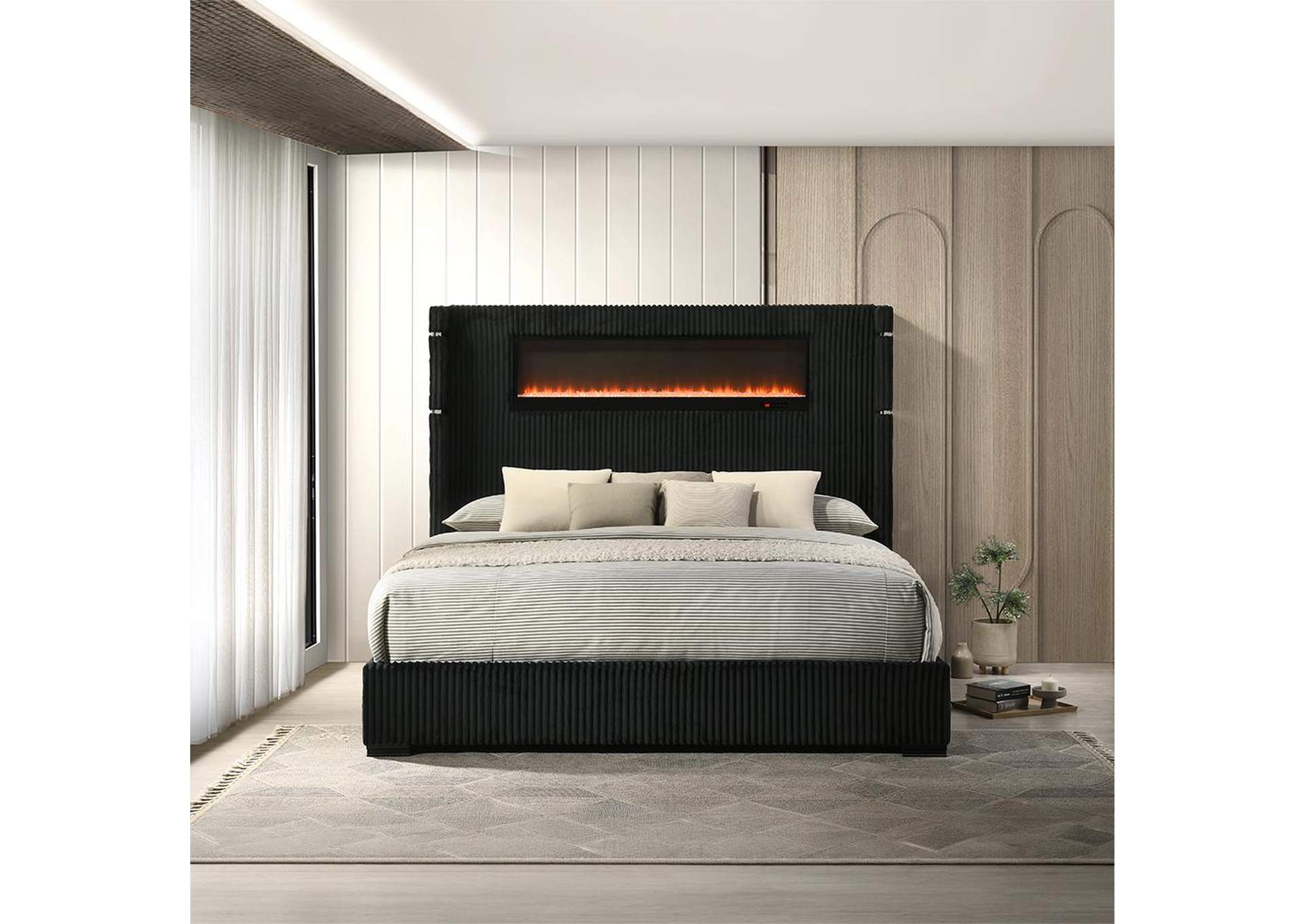 Garner Queen Bed with Fireplace, Led, Reading Light, Speaker, Bluetooth and USB image 8
