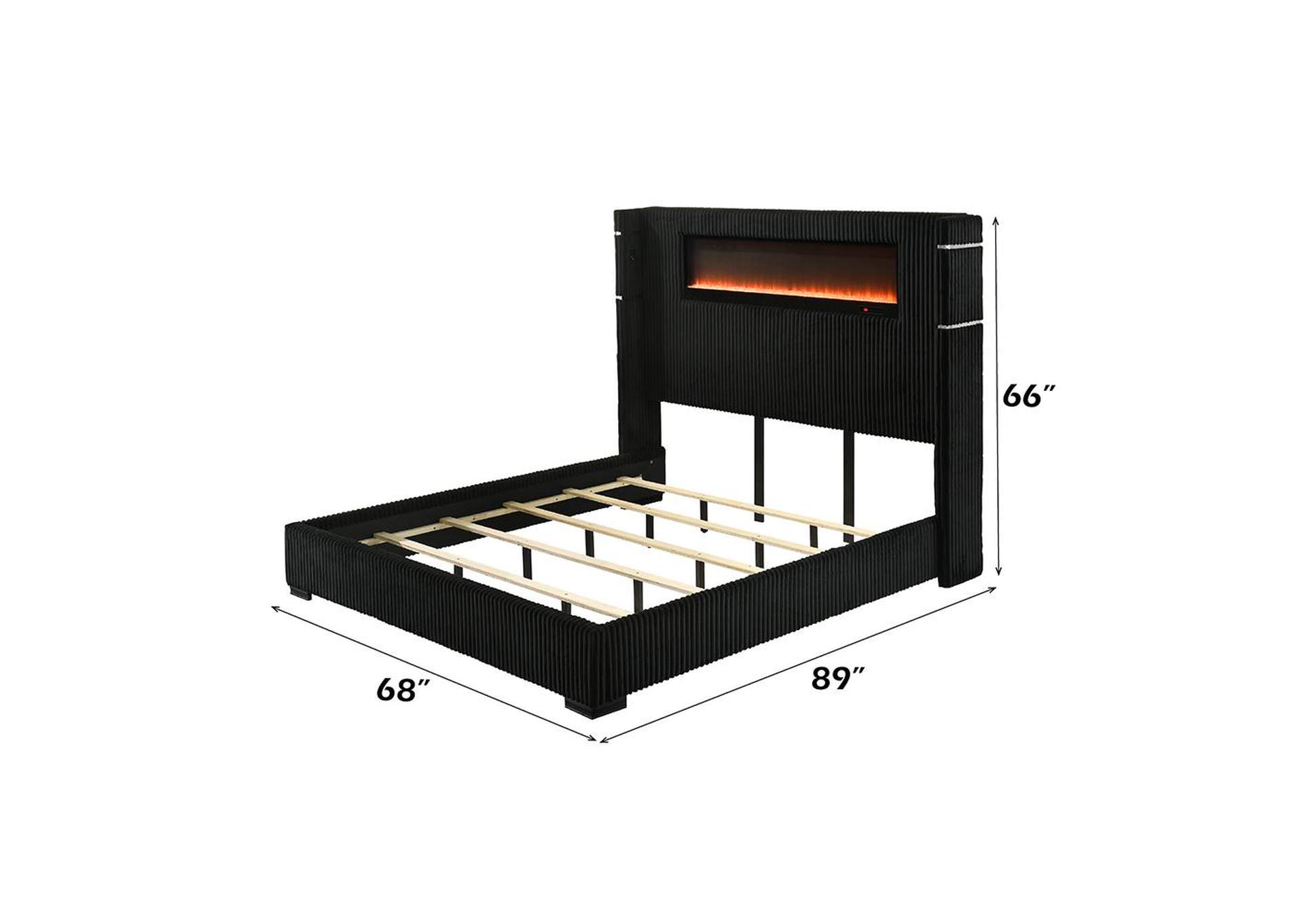 Garner Queen Bed with Fireplace, Led, Reading Light, Speaker, Bluetooth and USB image 9