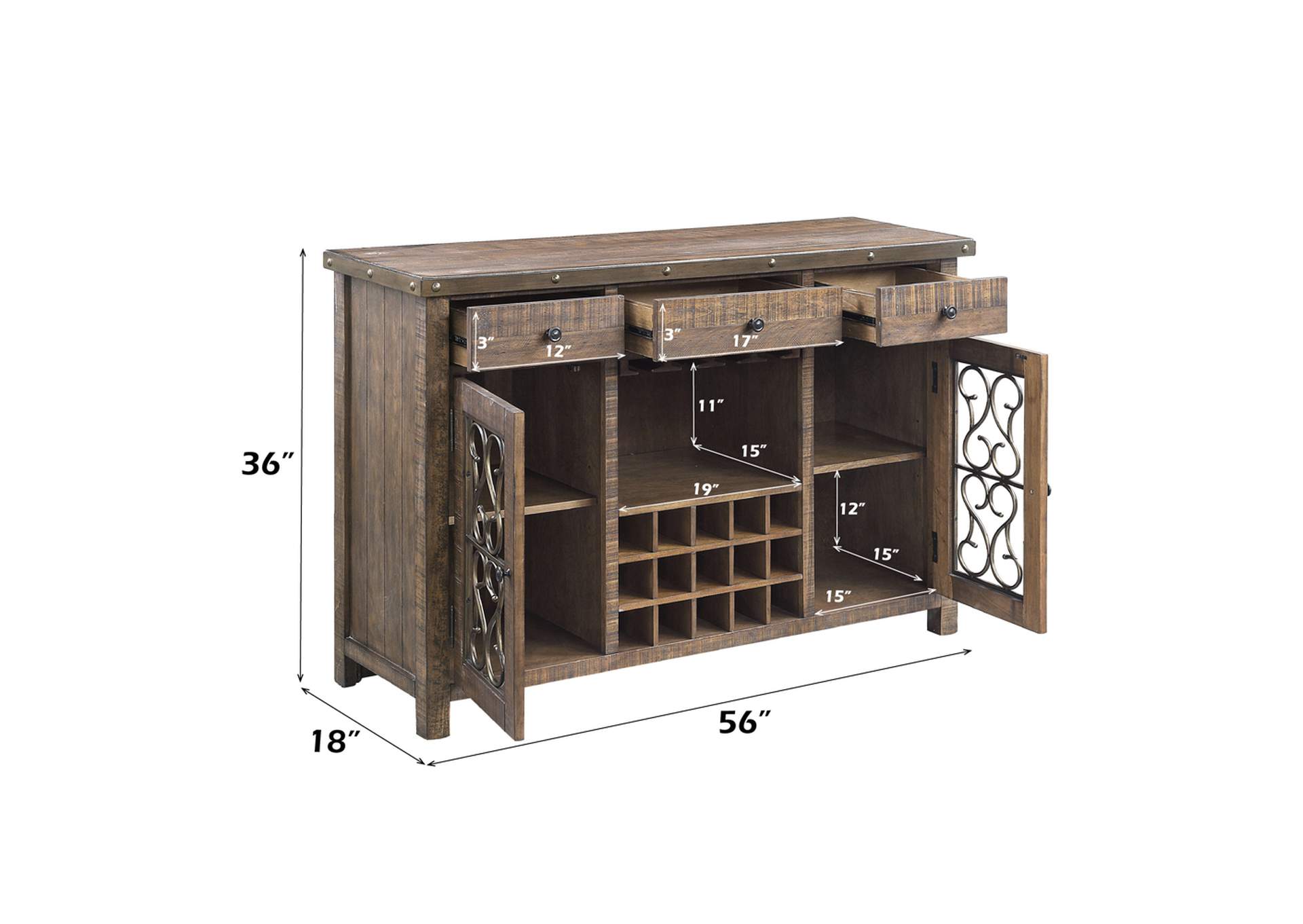 Raphaela Server with Cup Holder and Wine Rack image 6
