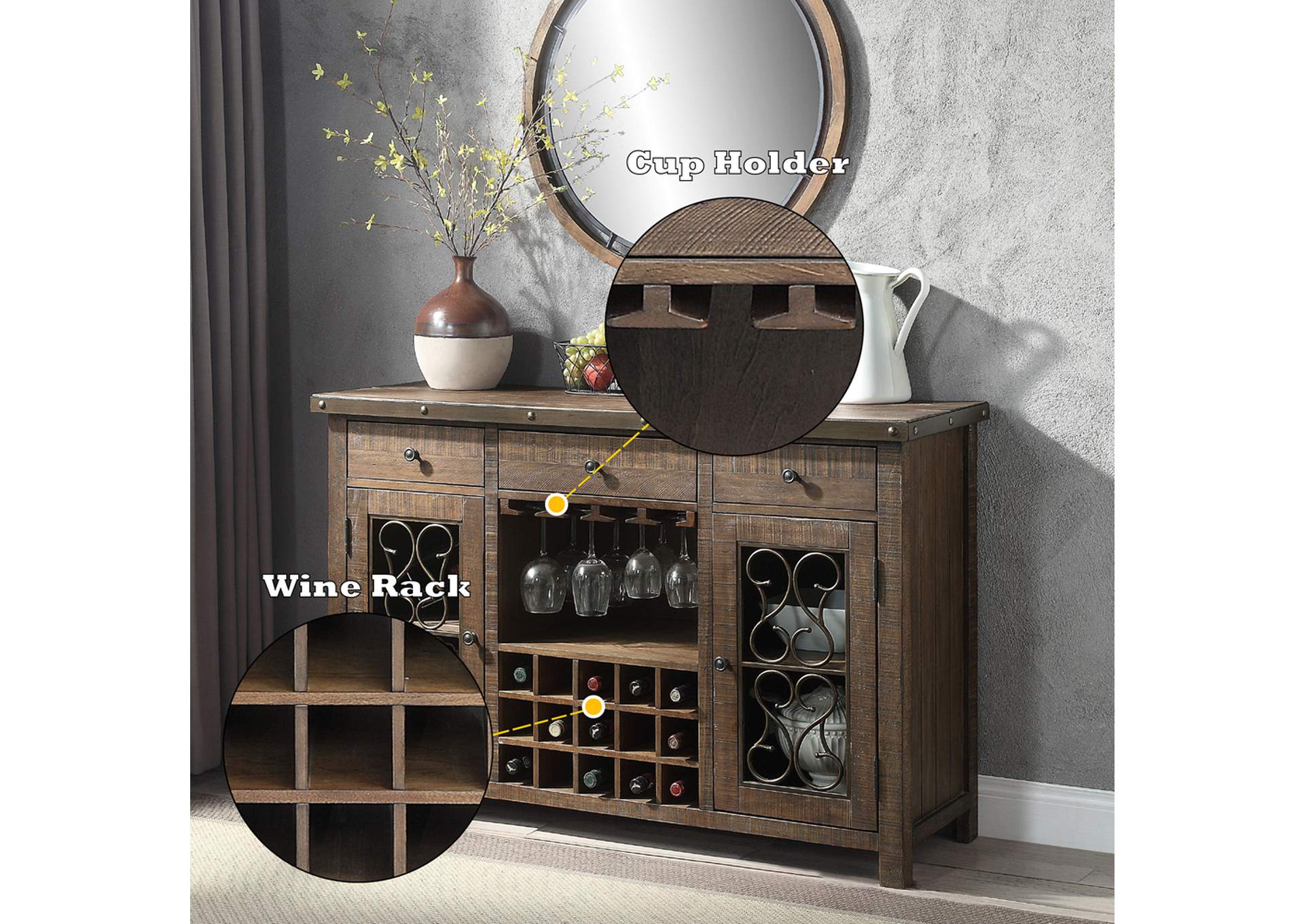 Raphaela Server with Cup Holder and Wine Rack image 7