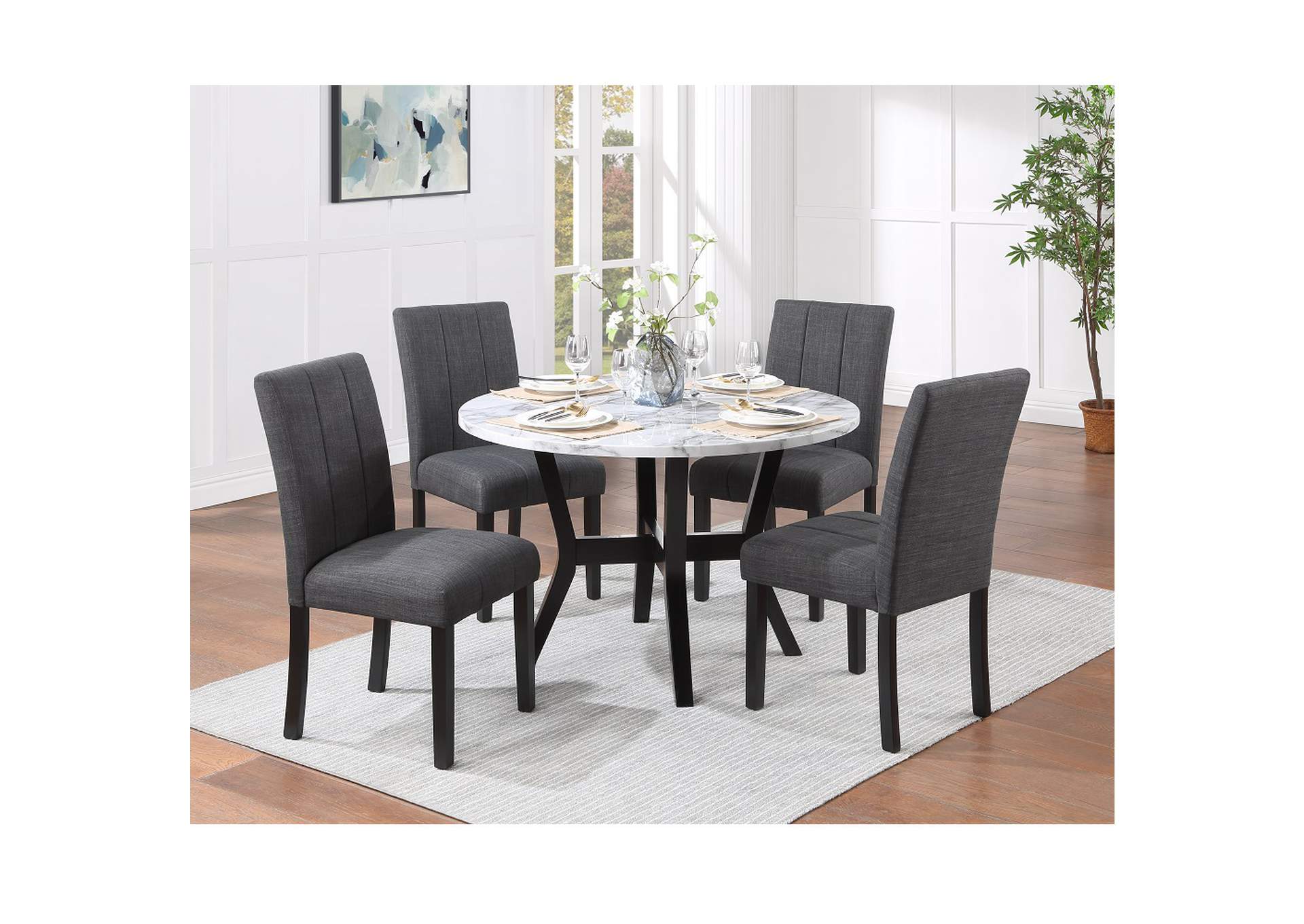 Kusa 5Pc Pack Dining Set with Engineering Stone Top image 1