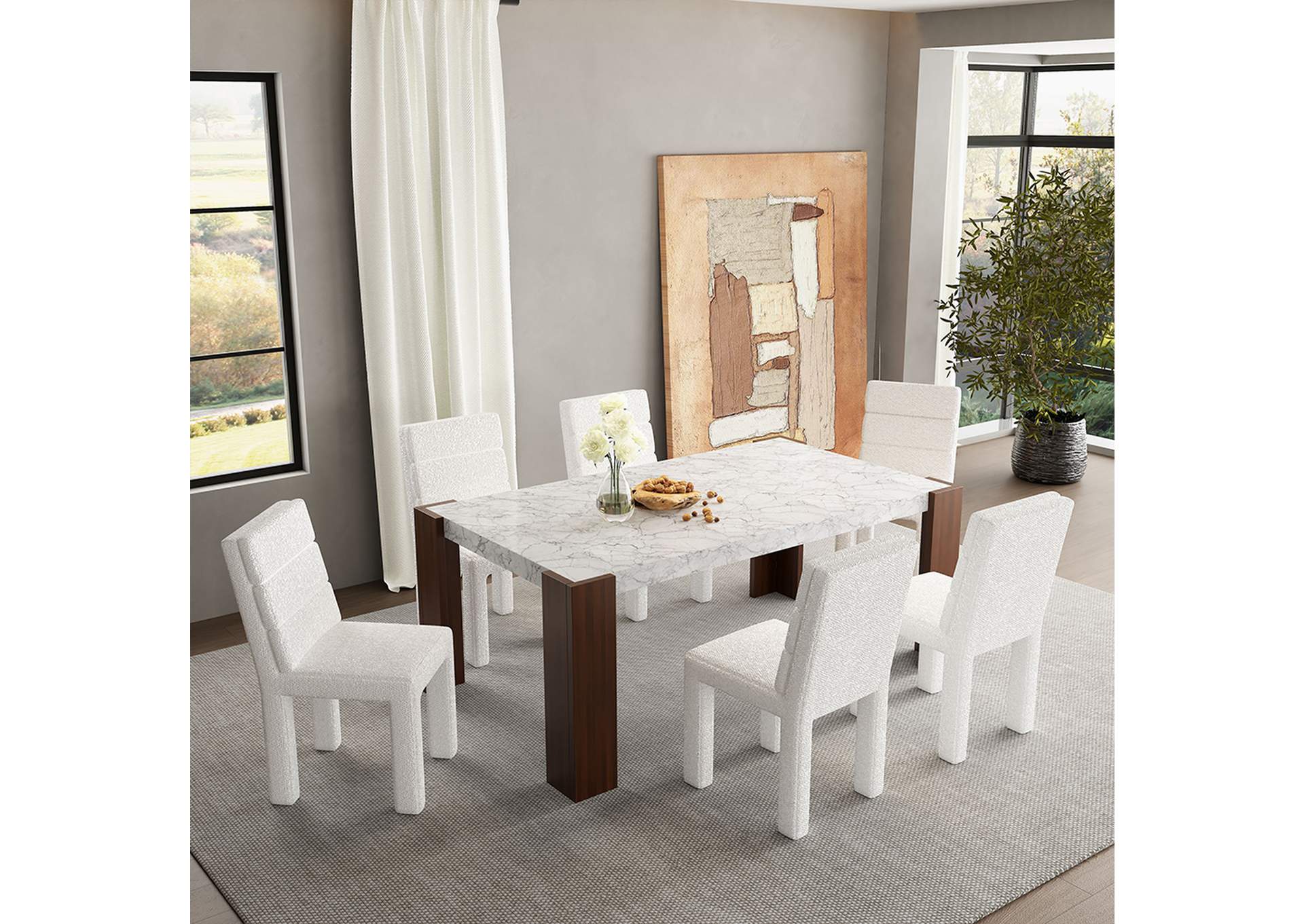 Hettie Dining Table with Engineeed Stone Top