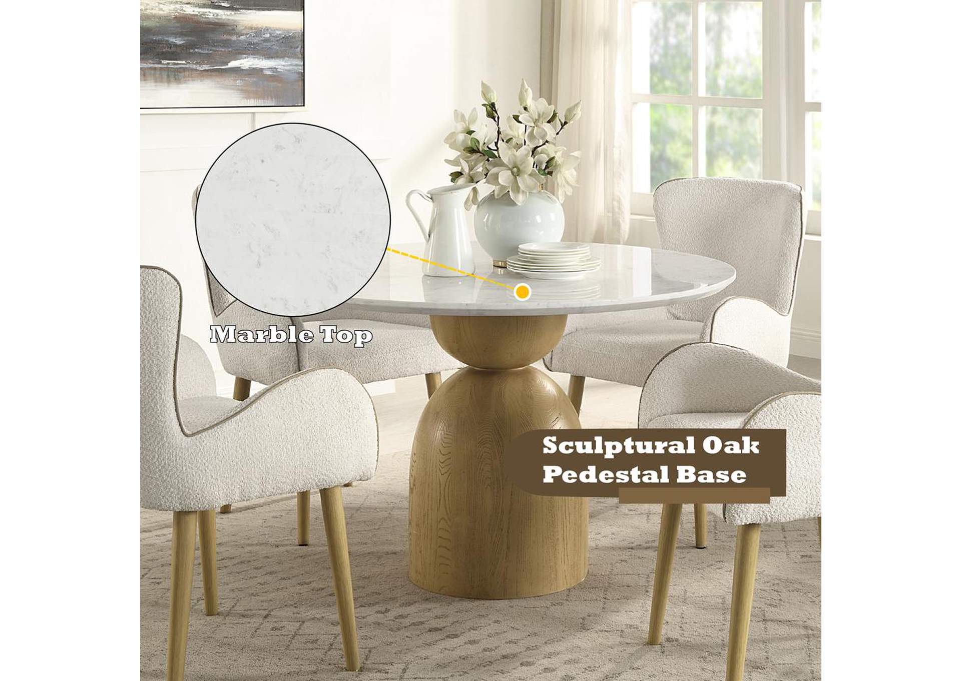 Kala Round Dining Table with Marble Top image 7