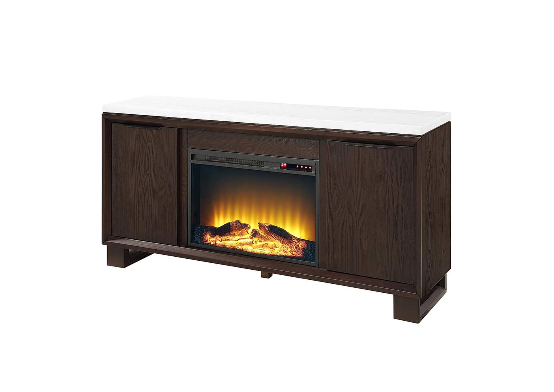 Edwyn Server with Natural Marble Top and Fireplace image 3