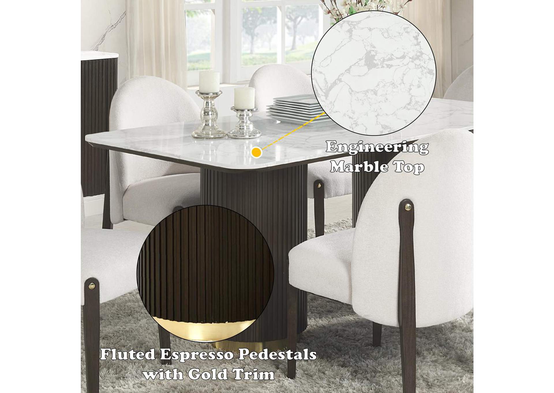 Clayten Dining Table with Marble Top image 9