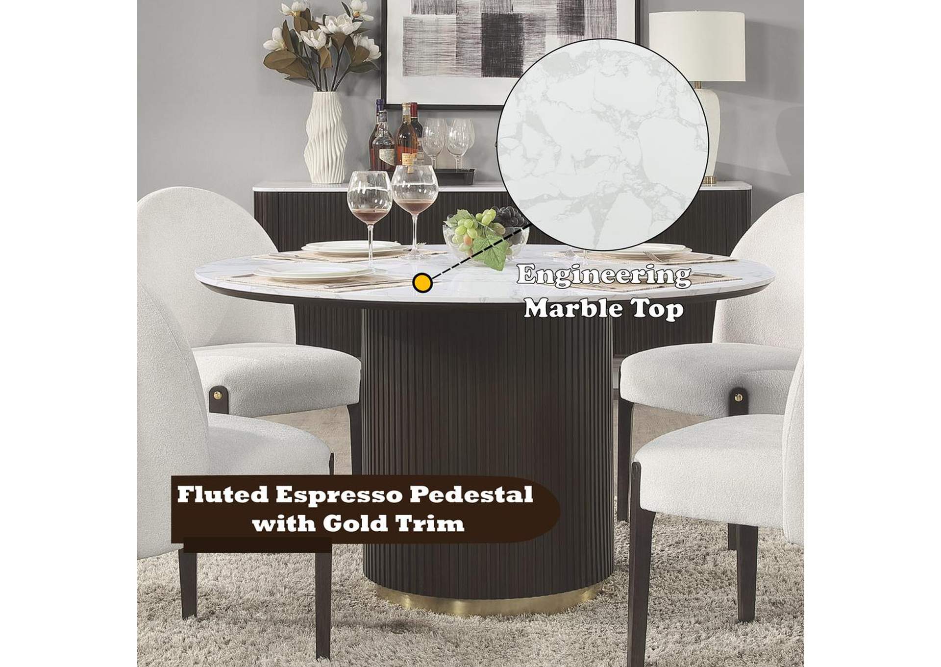 Clayten Round Dining Table with Marble image 9