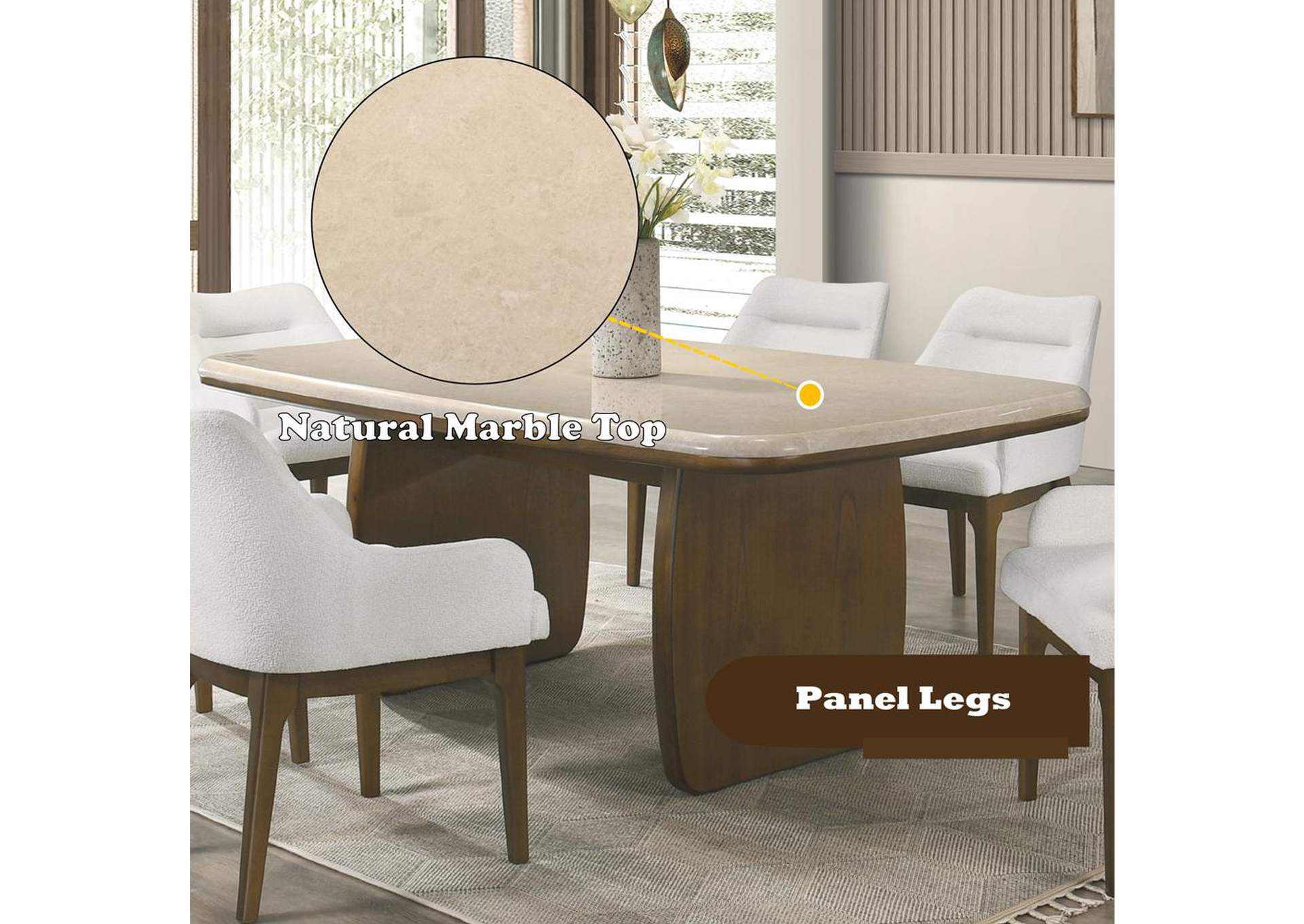 Kasha Dining Table with Natural Marble Top image 8