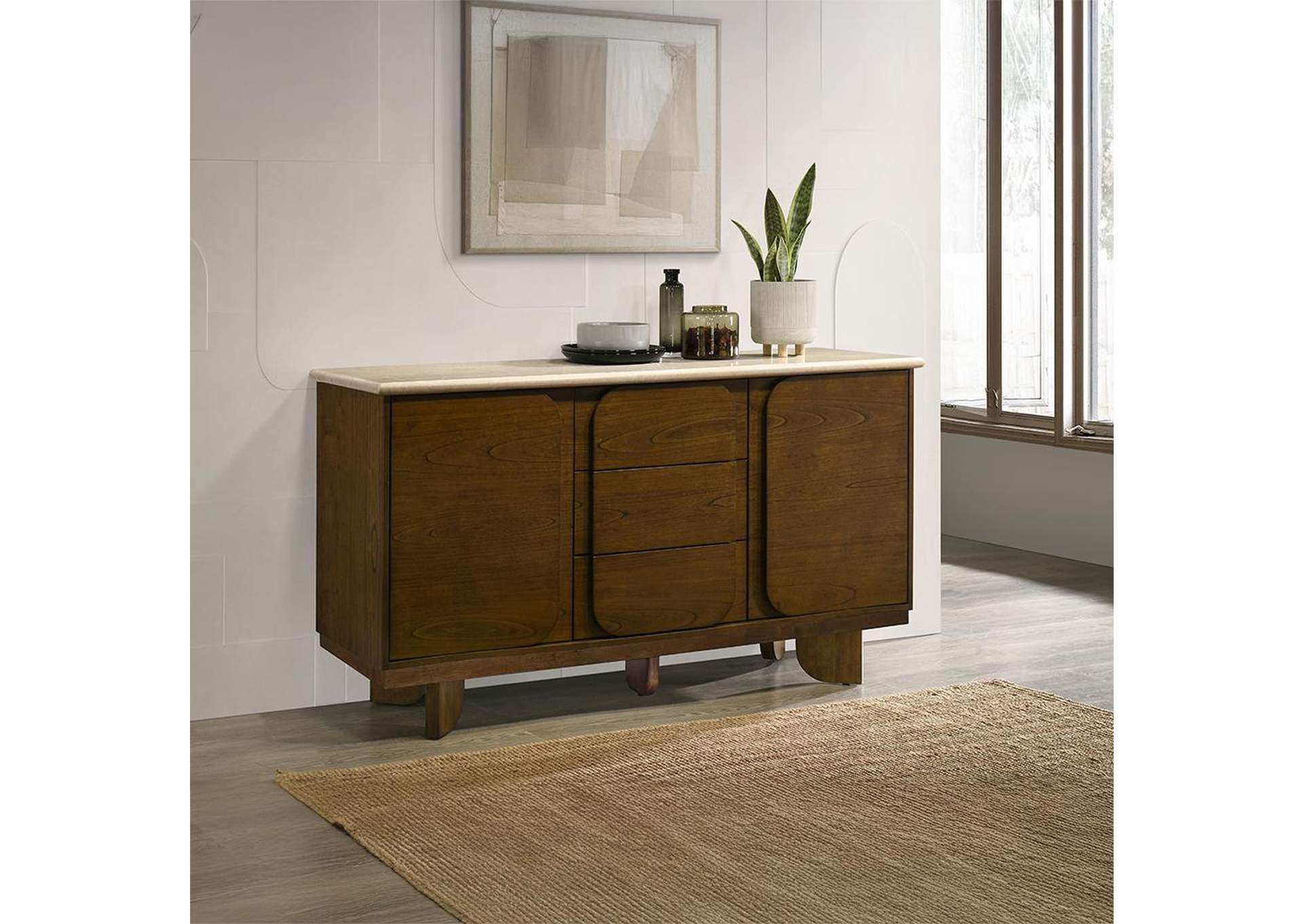 Kasha Server with Natural Marble Top image 1