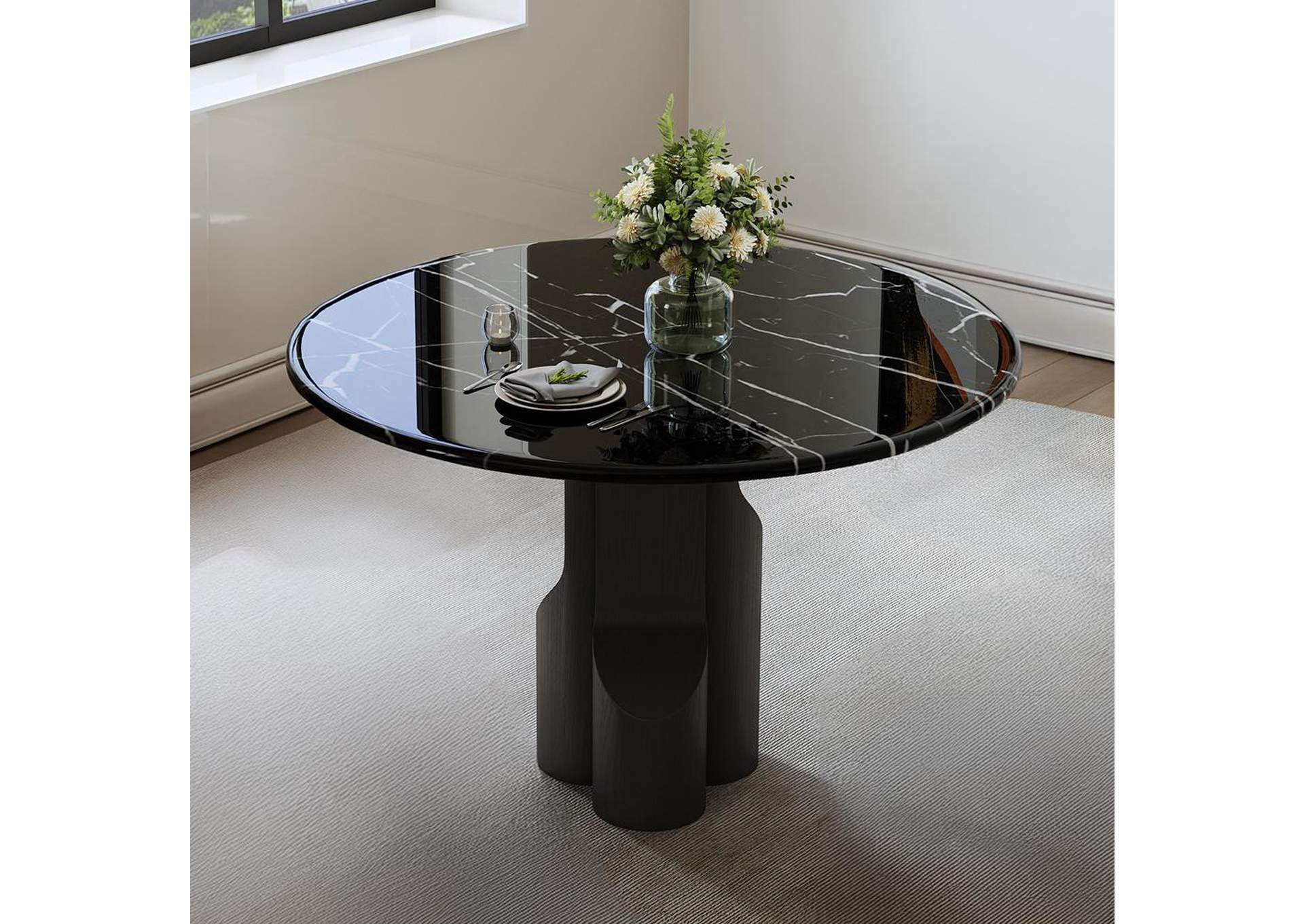 Kinton Round Dining Table with Natural Marble Top image 1