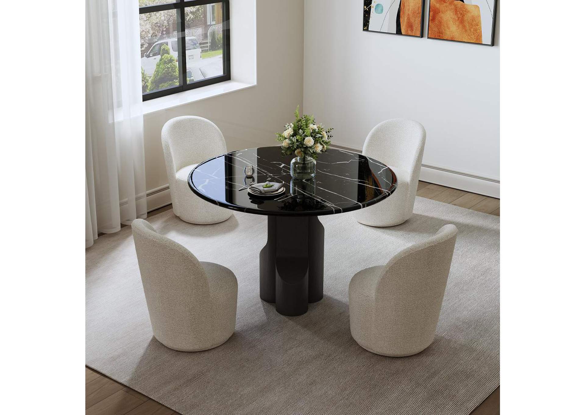 Kinton Round Dining Table with Natural Marble Top image 3