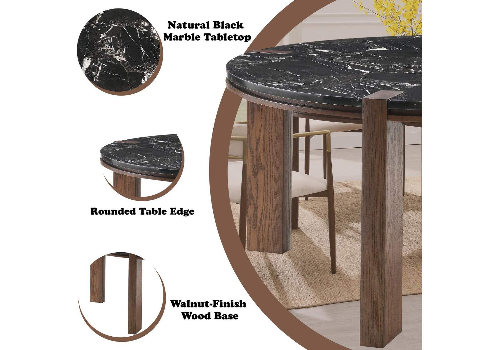 Estella Round Dining Table with Marble Top image 10