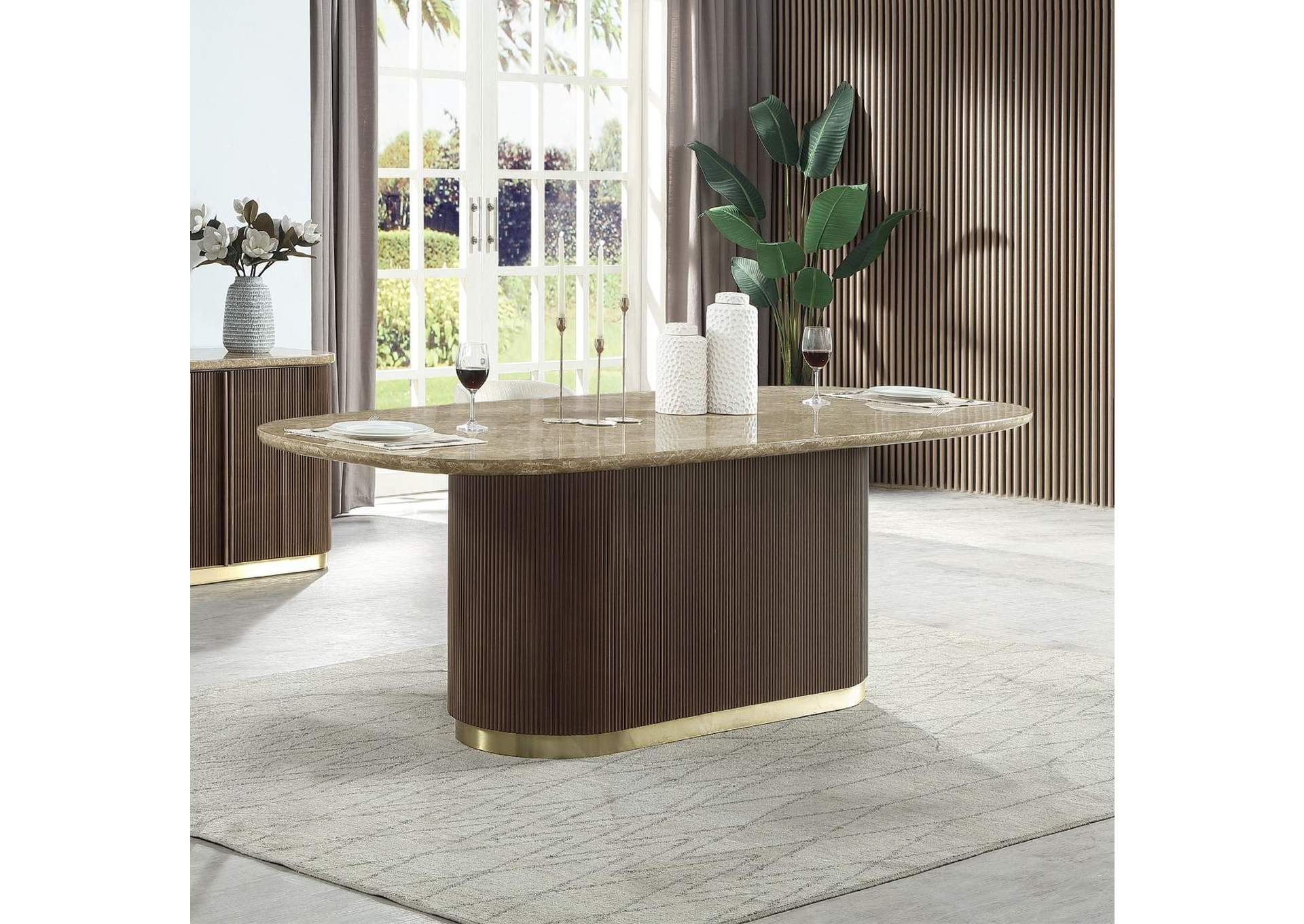 Clayten Dining Table with Natural Marble Top image 1